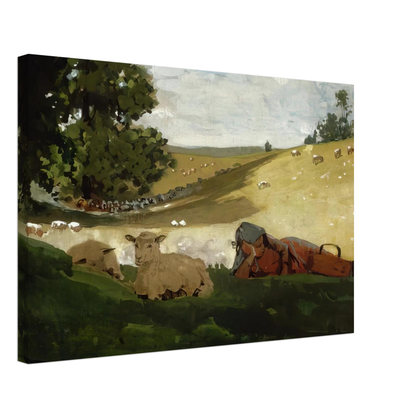 Winslow Homer - WARM AFTERNOON SHEPHERDESS Canvas - 70x100 cm / 28x40 inches-canvas