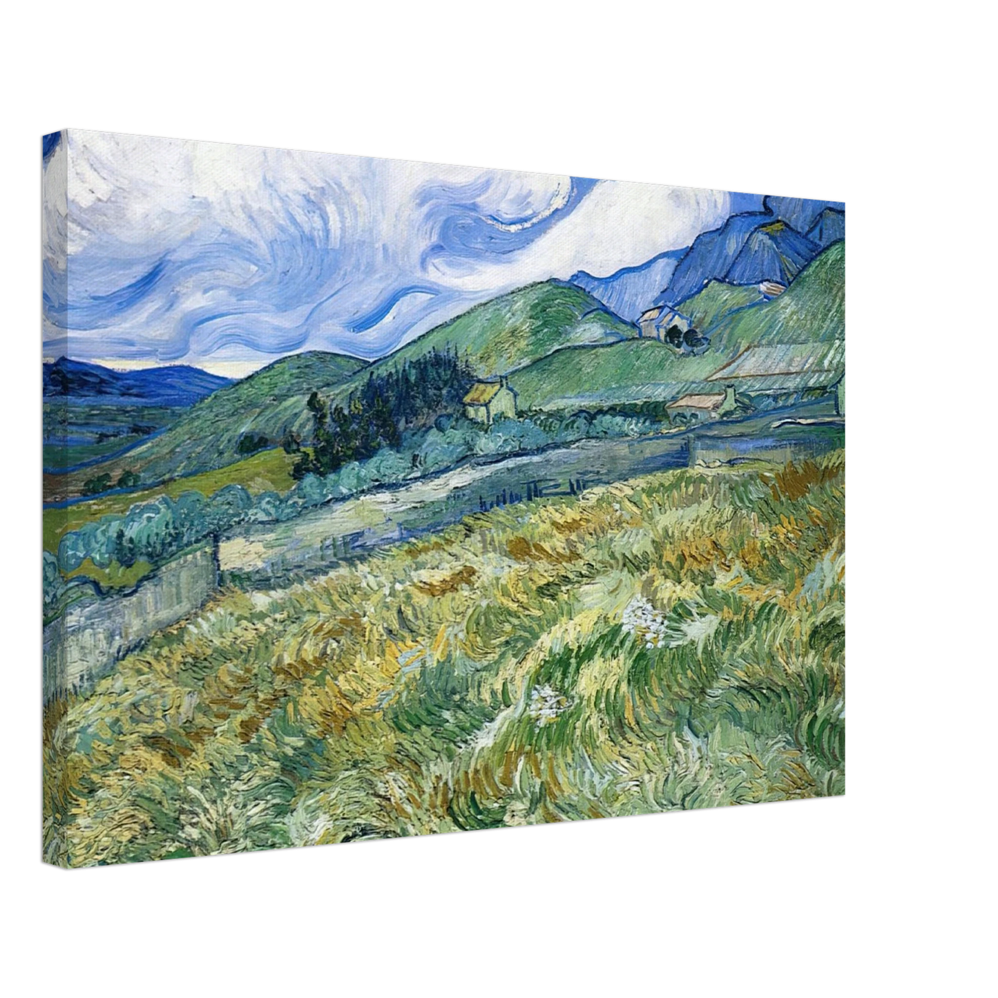Vincent van Gogh - Wheatfield with Mountains in the Background Canvas - 40x60 cm / 16x24 inches-canvas