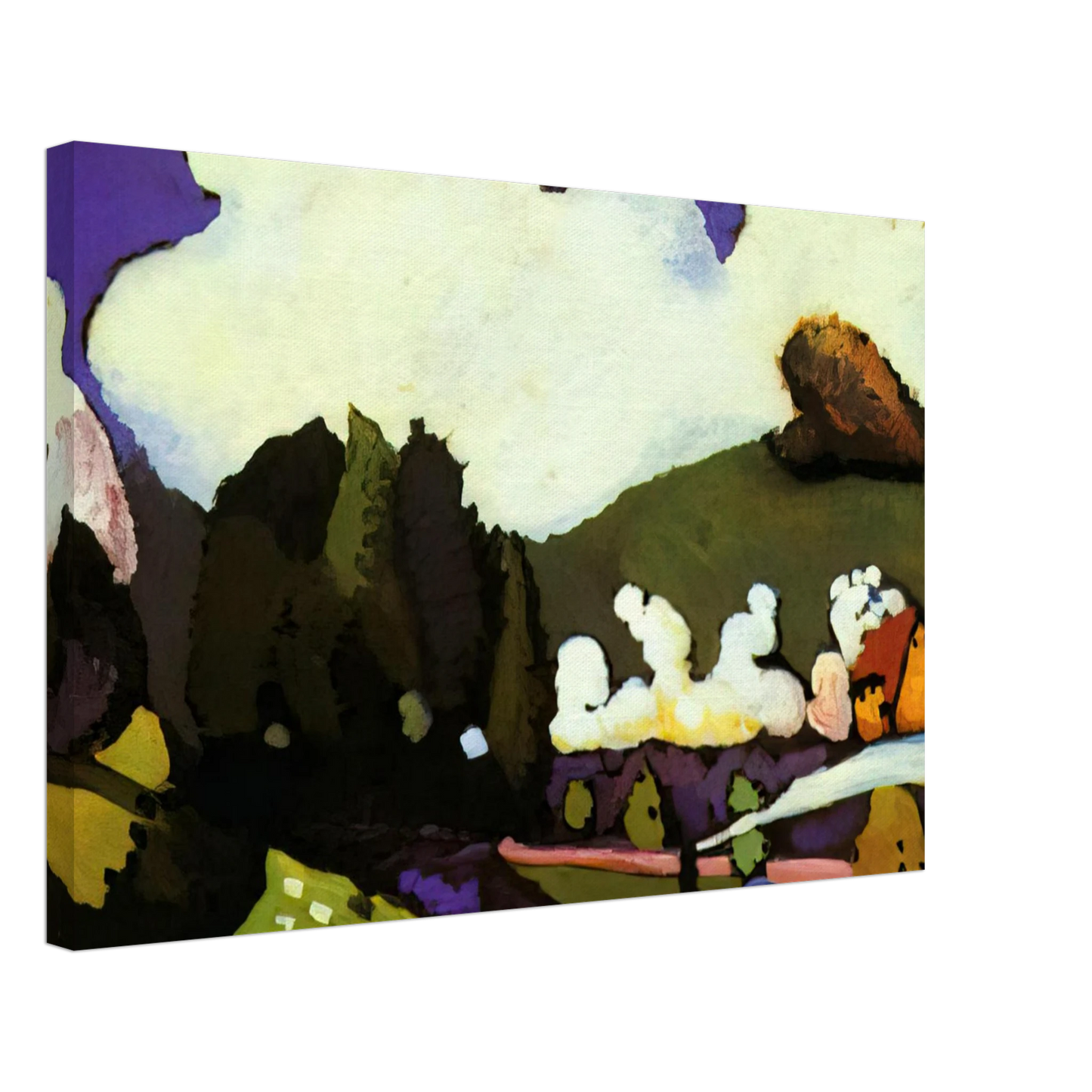 Wassily Kandinsky - LANDSCAPE WITH A STEAM LOCOMOTIVE 1909 Canvas - 40x60 cm / 16x24 inches-canvas