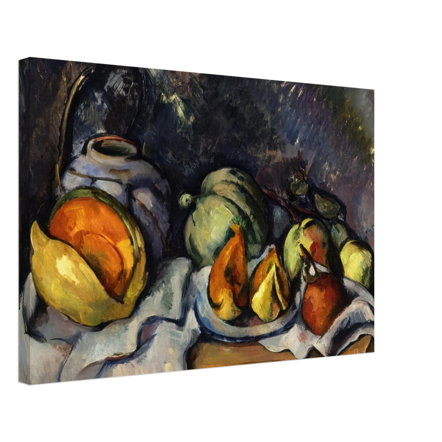 Paul Cezanne - Still Life with Fruit and a Ginger Pot Canvas - 40x60 cm / 16x24 inches-canvas