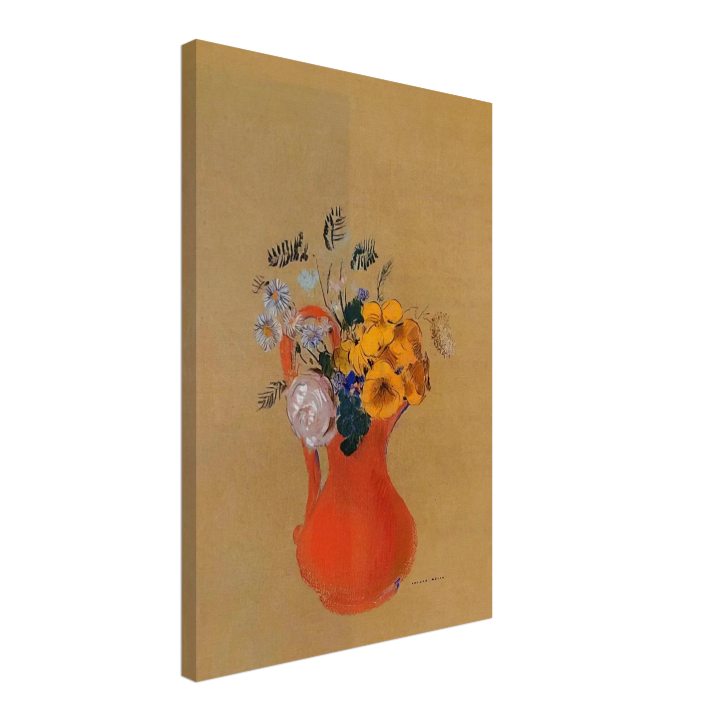 Odilon Redon - FLOWERS IN A RED PITCHER Canvas - 40x60 cm / 16x24 inches-canvas