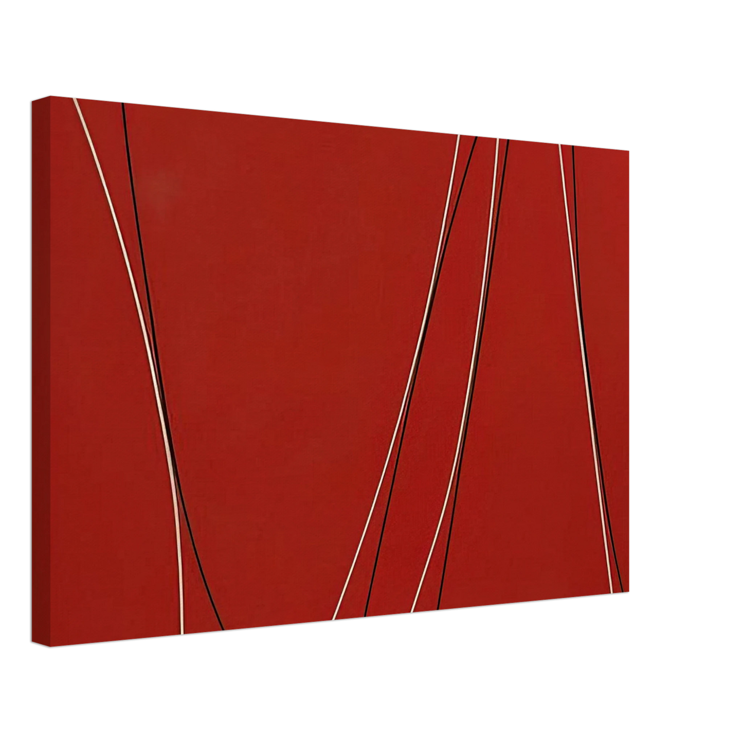 Lorser Feitelson - Untitled Black and White Lines on Red Background - 1965 Canvas - 70x100 cm / 28x40 inches-canvas