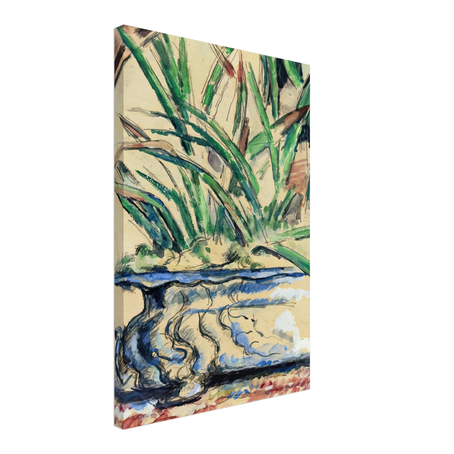 Paul Cezanne - Blue Flowerpot Canvas - 40x60 cm / 16x24 inches-canvas