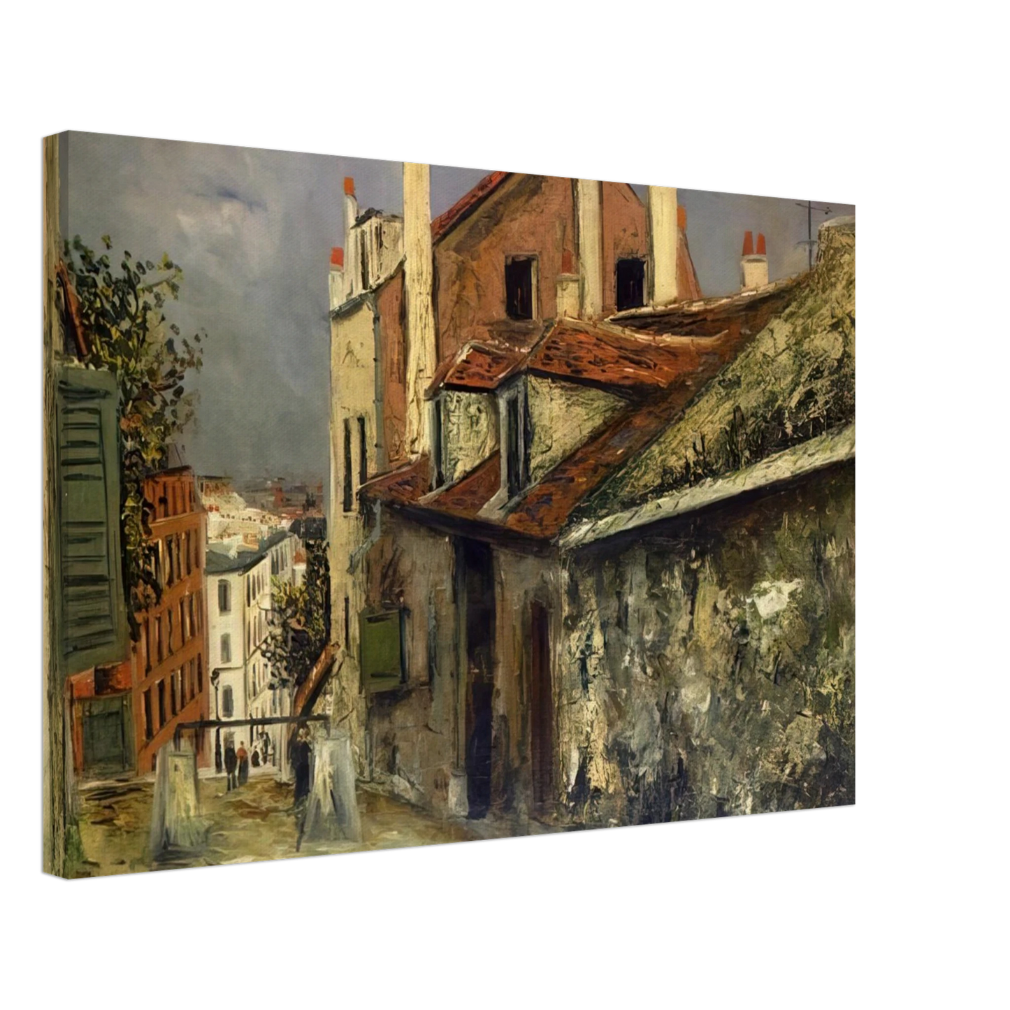 Maurice Utrillo - THE HOUSE OF MIMI PINSON IN MONTMARTRE Canvas - 40x60 cm / 16x24 inches-canvas
