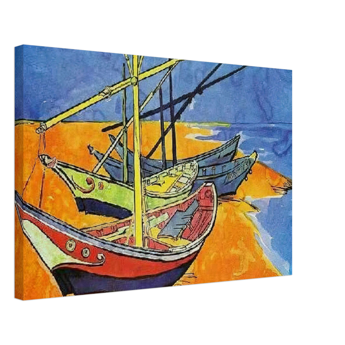 Vincent van Gogh - Fishing Boats on the Beach at Saintes-Maries-de-la-Mer Canvas - 40x60 cm / 16x24 inches-canvas