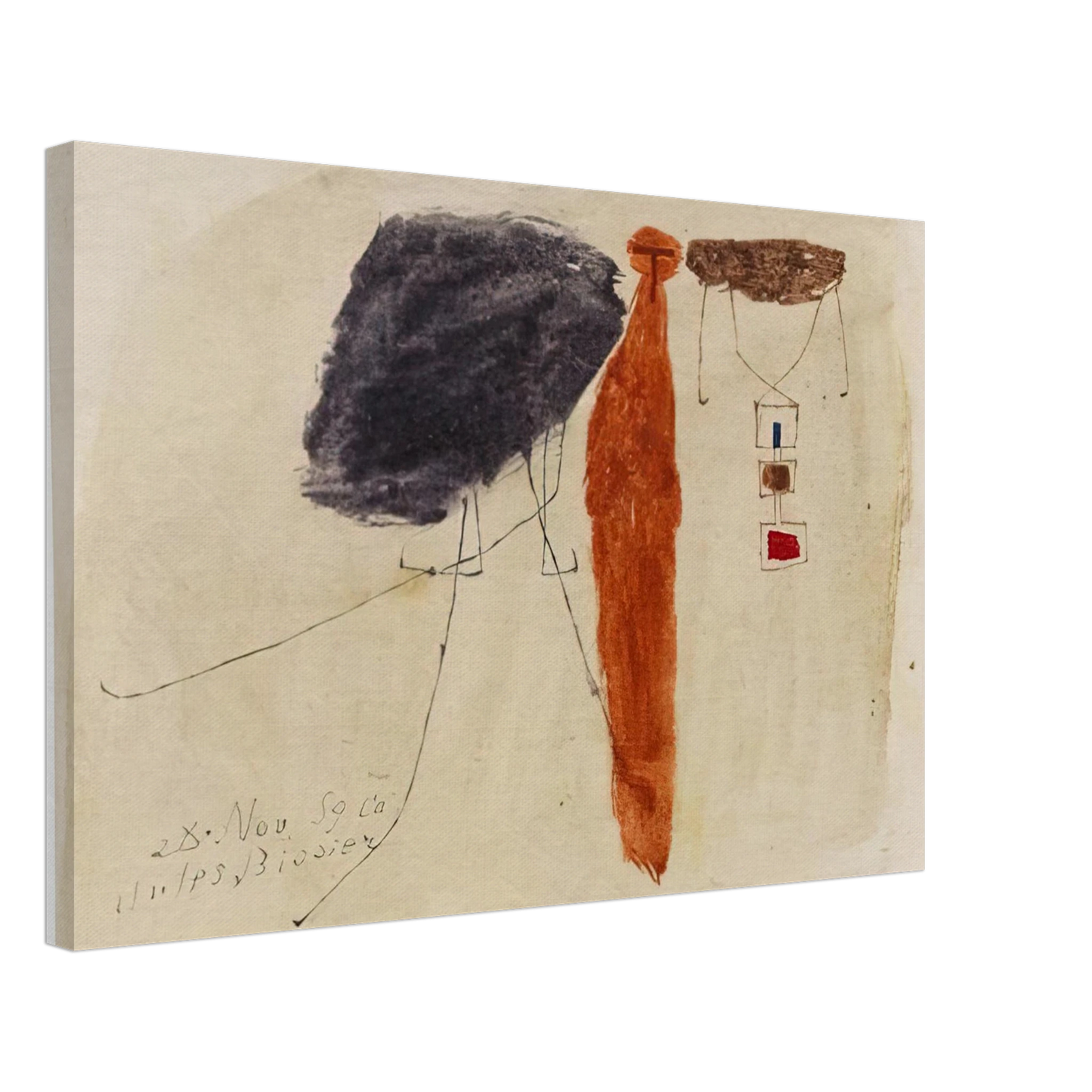 Julius Bissier - Komposition - 1959 Canvas - 70x100 cm / 28x40 inches-canvas