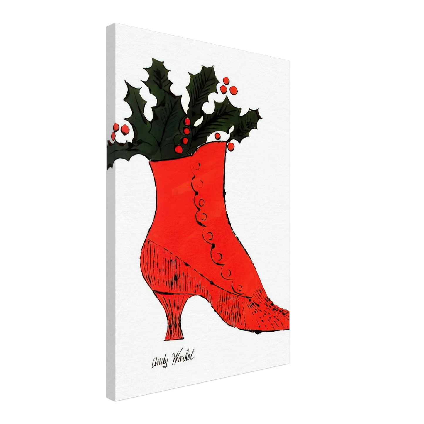 Andy Warhol - Untitled red Boot Wit Holly Canvas - 70x100 cm / 28x40 inches-canvas