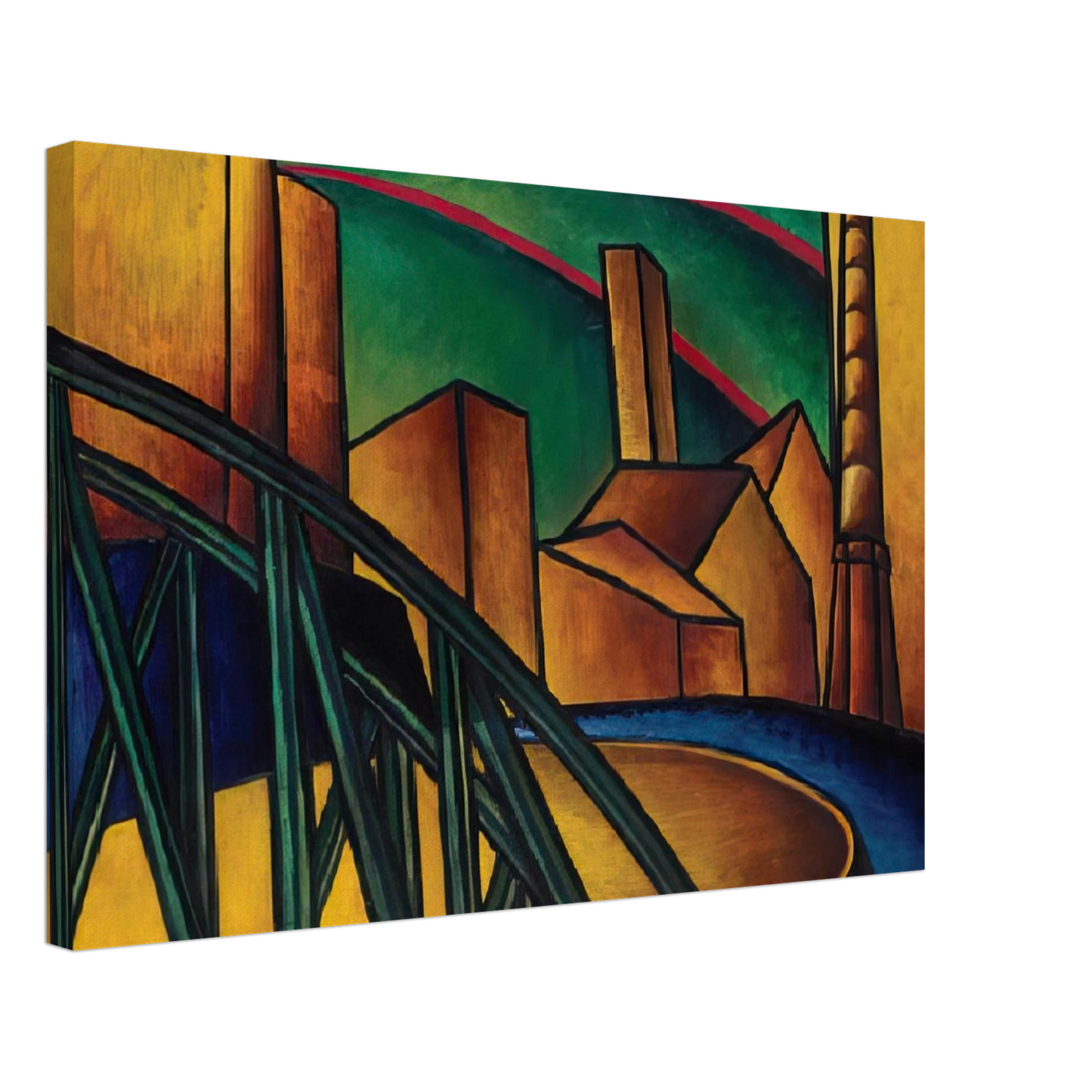 Laszlo Moholy-Nagy - Landscape with Bridge at Obuda Hajogyar Canvas - 70x100 cm / 28x40 inches-canvas