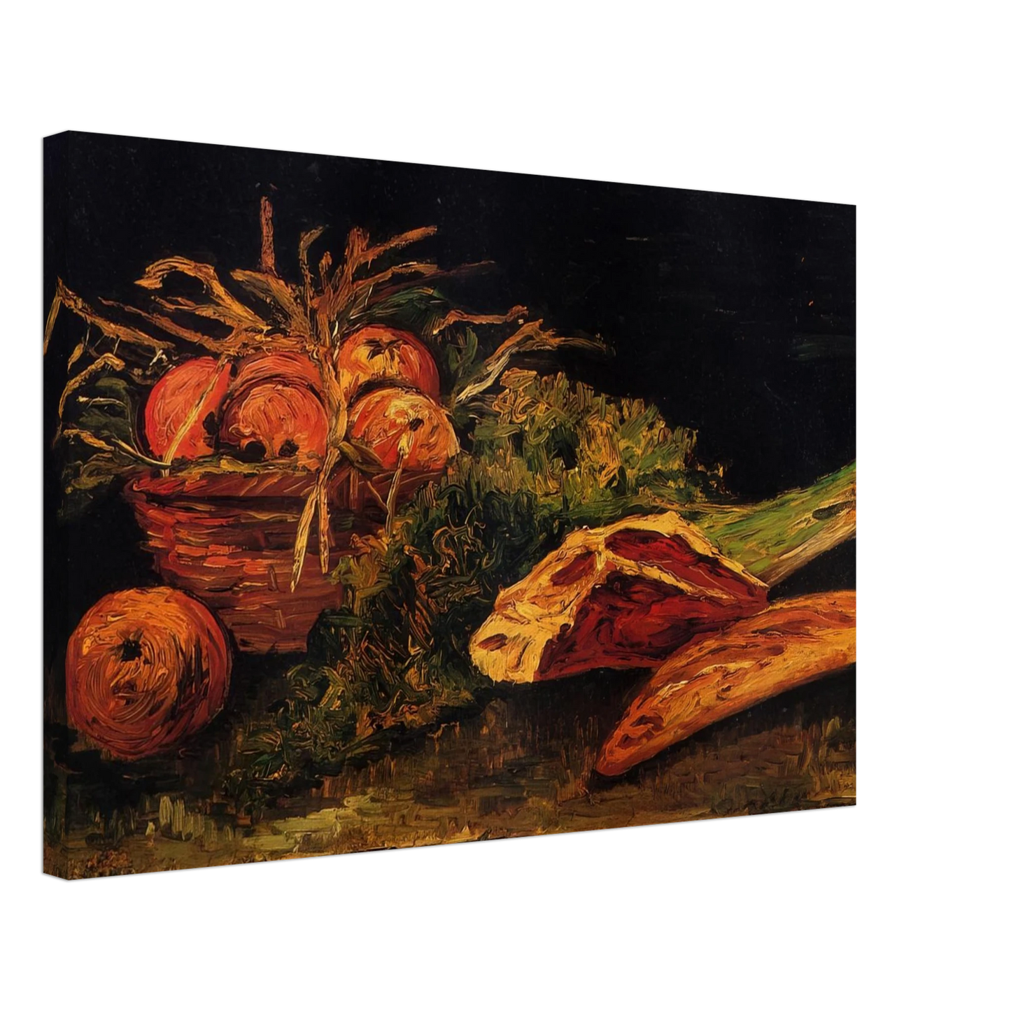 Vincent van Gogh - Still Life with Apples, Meat and a Roll Canvas - 40x60 cm / 16x24 inches-canvas