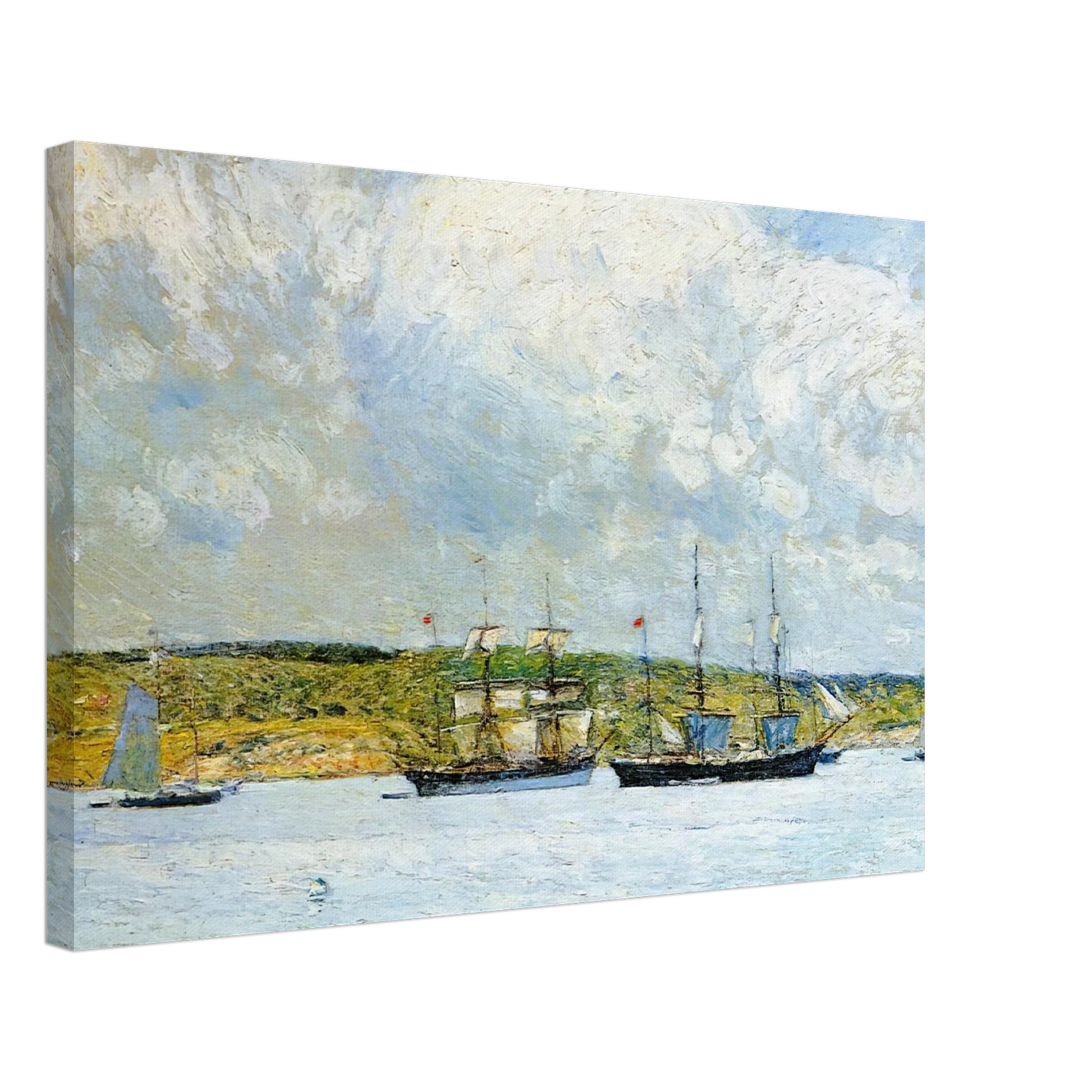 Childe Hassam - A Parade of Boats Canvas - 40x60 cm / 16x24 inches-canvas