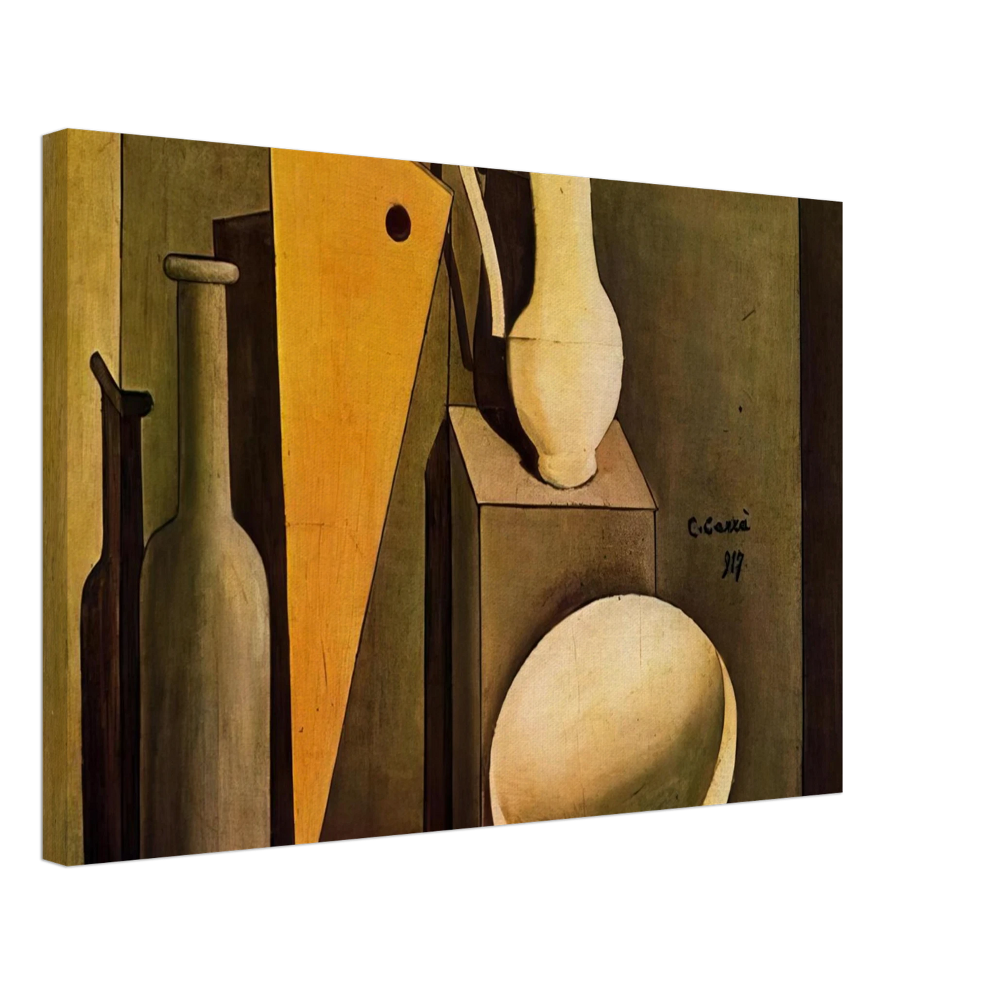 Carlo Carra - NATURA MORTA CON LA SQUADRA 1917 Canvas - 70x100 cm / 28x40 inches-canvas