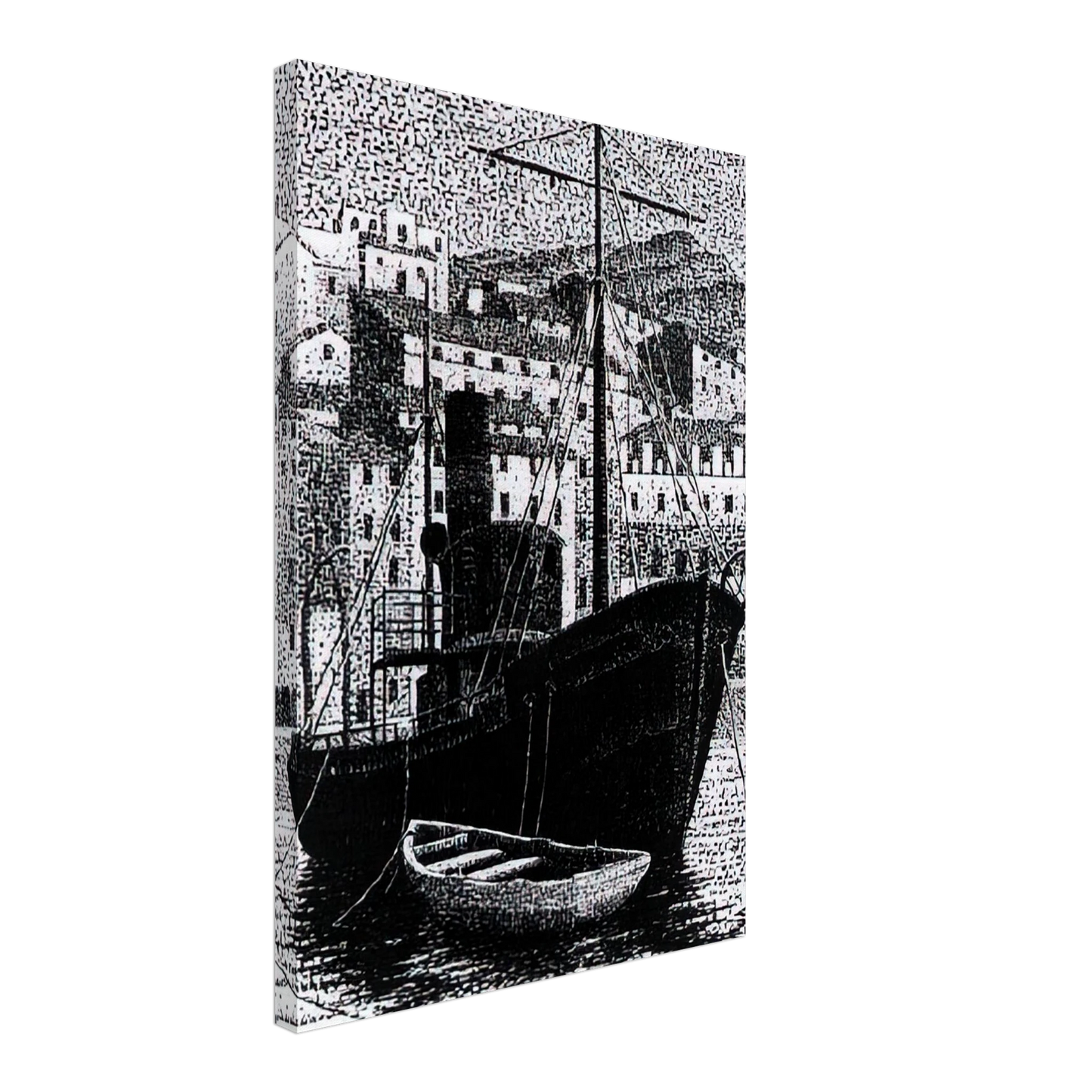 MC Escher - TUGBOAT OLD HARBOR OF BASTIA JANUARY 1934 1934 Canvas - 40x60 cm / 16x24 inches-canvas