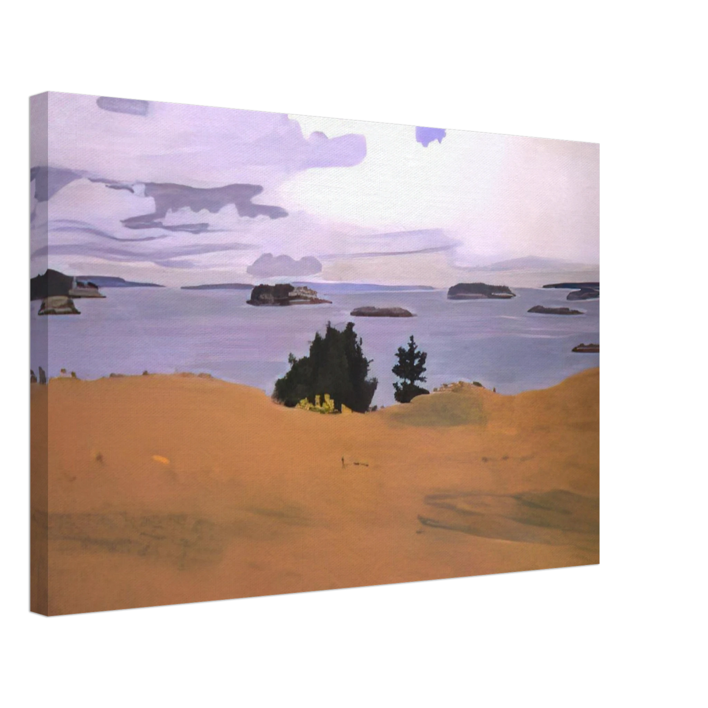 Fairfield Porter - PENOBSCOT BAY WITH YELLOW FIELD 1968 Canvas - 40x60 cm / 16x24 inches-canvas