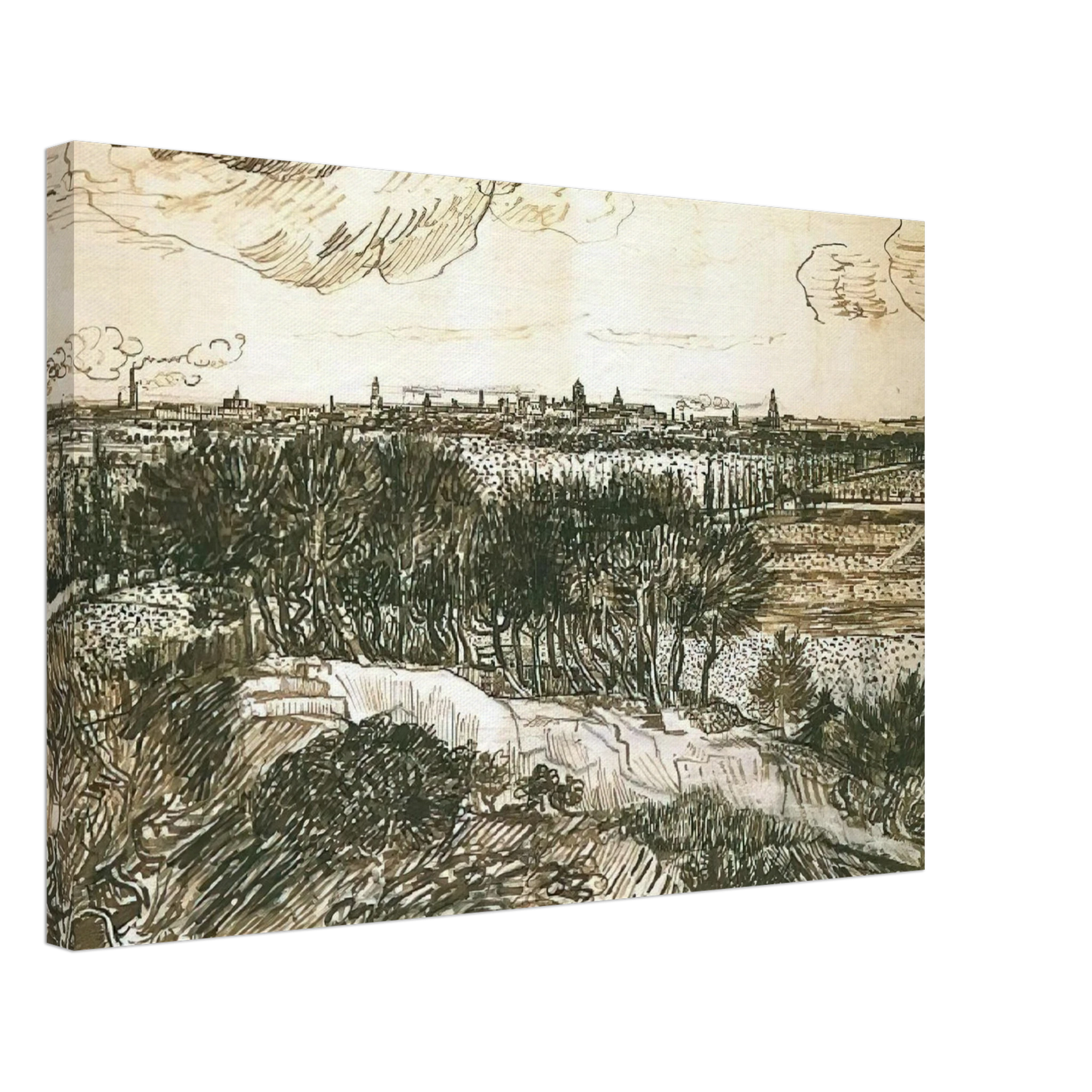 Vincent van Gogh - View of Arles from a Hill Canvas - 40x60 cm / 16x24 inches-canvas