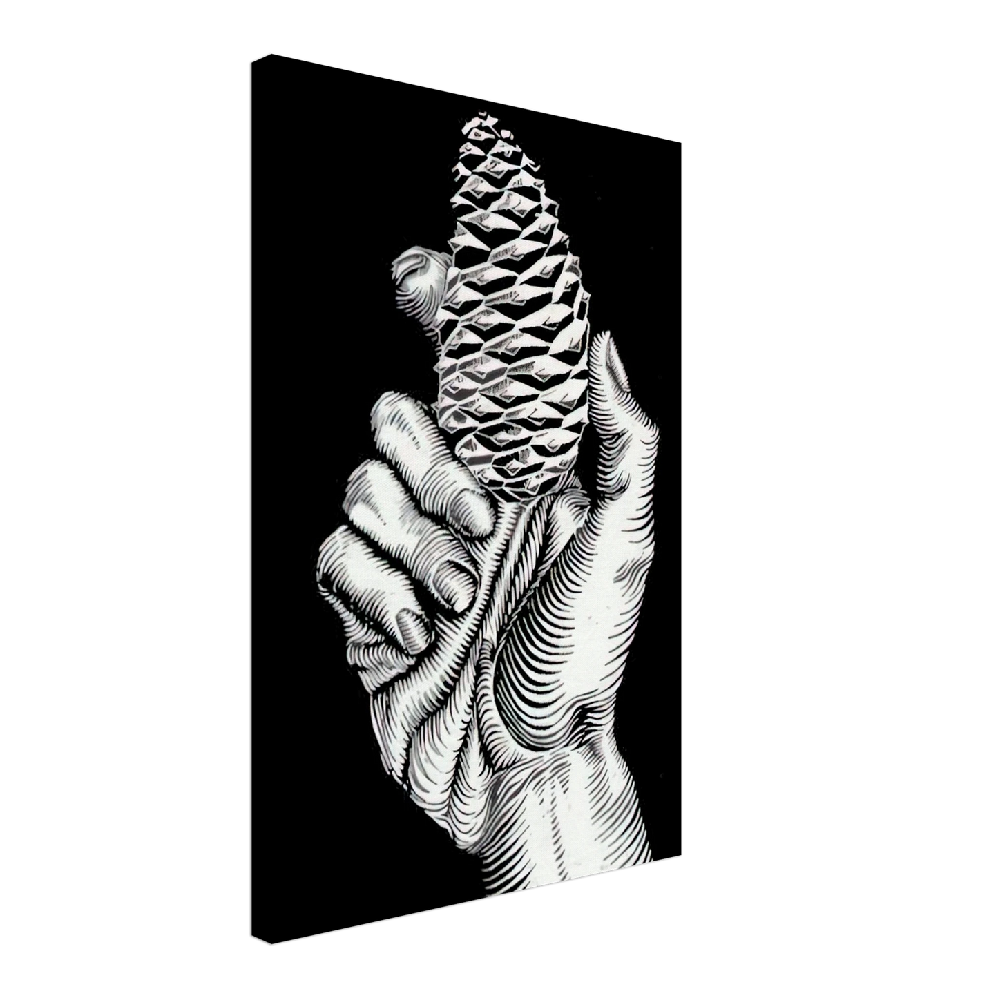 MC Escher - HAND WITH FIR CONE Canvas - 40x60 cm / 16x24 inches-canvas