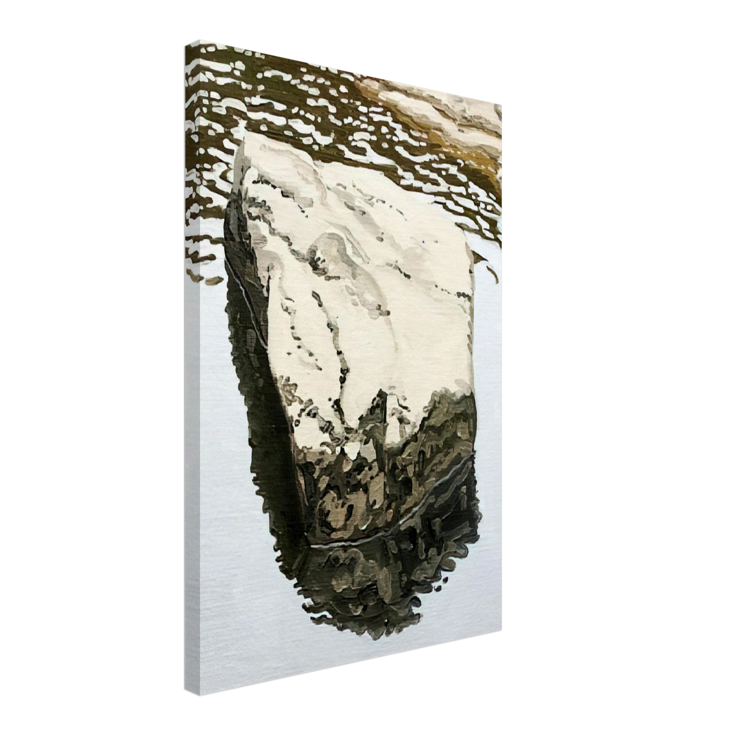 Neil Welliver - Study for Flat Boulder Reflected - 1986 Canvas - 70x100 cm / 28x40 inches-canvas