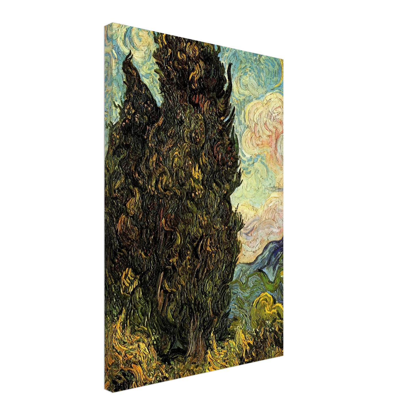 Vincent van Gogh - Two Cypresses Canvas - 40x60 cm / 16x24 inches-canvas