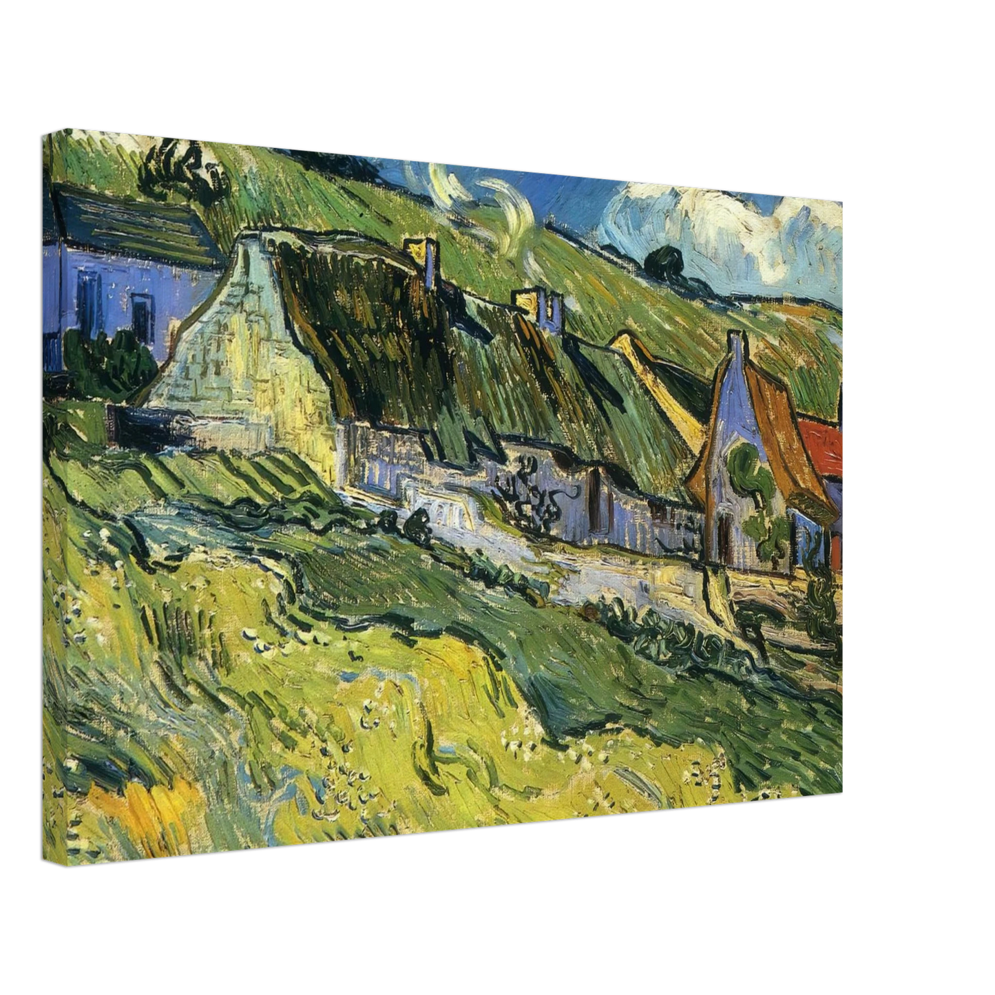 Vincent van Gogh - A Group of Cottages Canvas - 70x100 cm / 28x40 inches-canvas