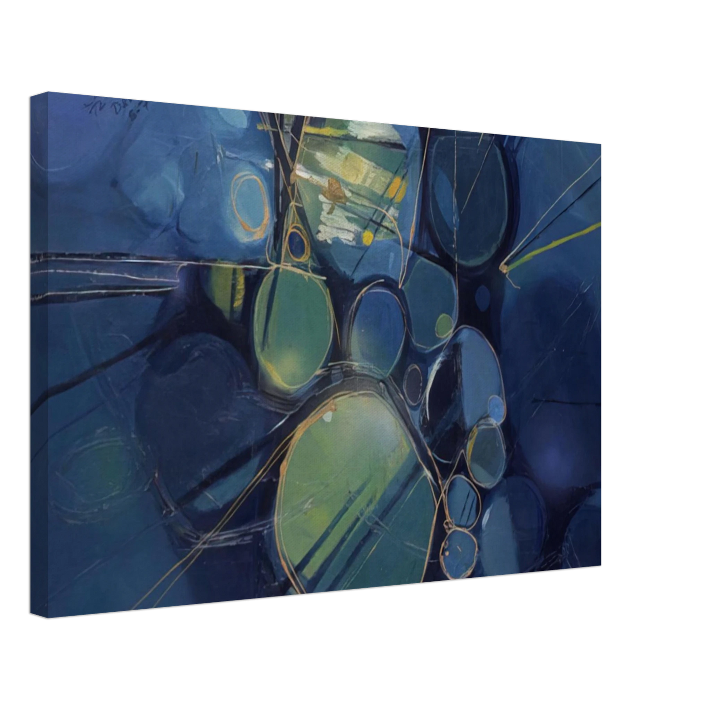 Gebre Kristos Desta - Green Abstract - 1966 Canvas - 40x60 cm / 16x24 inches-canvas