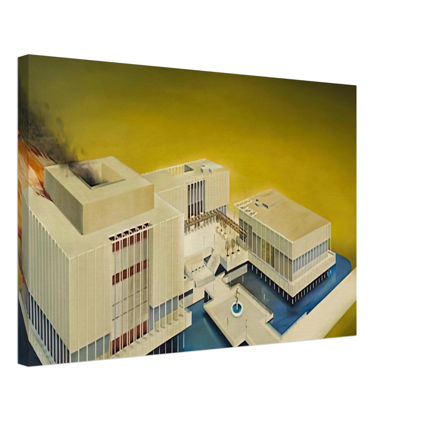 Edward Ruscha - THE LOS ANGELES COUNTY MUSEUM ON FIRE 1968 Canvas - 40x60 cm / 16x24 inches-canvas