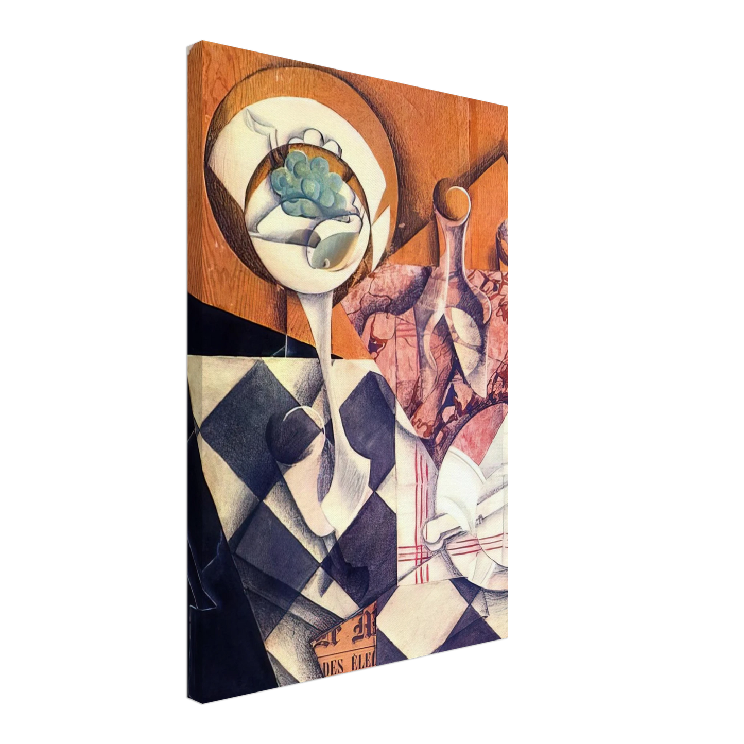 Juan Gris - FRUIT BOWL WITH BOTTLE 1914 Canvas - 40x60 cm / 16x24 inches-canvas