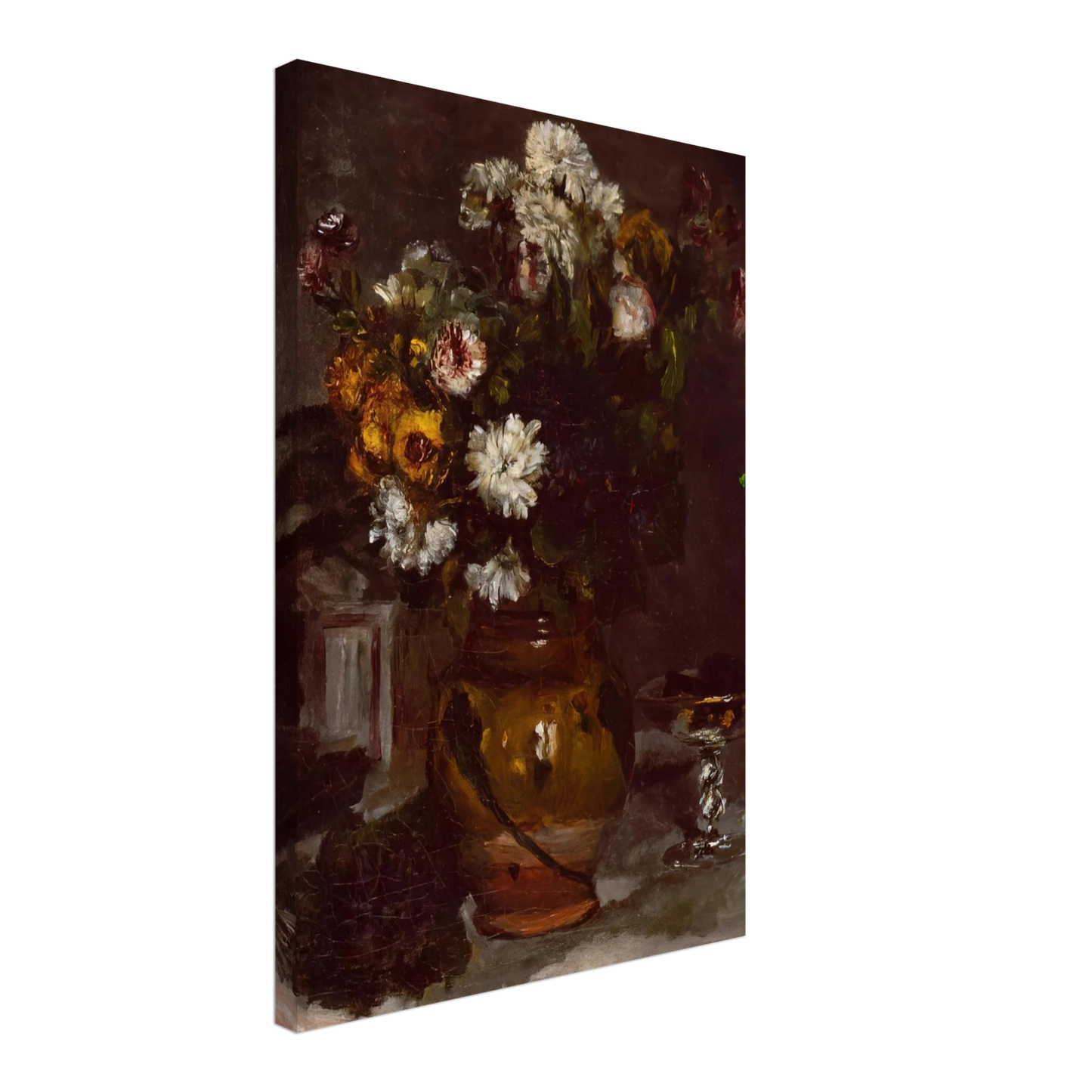 Pierre-Auguste Renoir - Flowers in a Vase and a Glass of Champagne Canvas - 70x100 cm / 28x40 inches-canvas