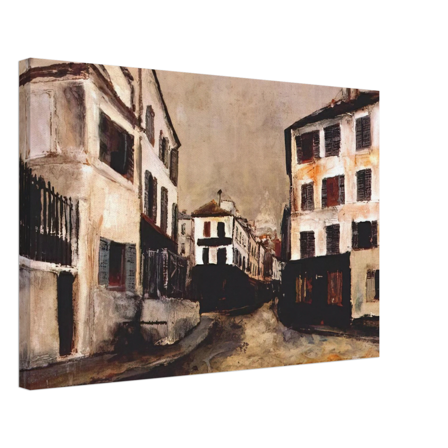 Maurice Utrillo - NORVINS STREET Canvas - 70x100 cm / 28x40 inches-canvas