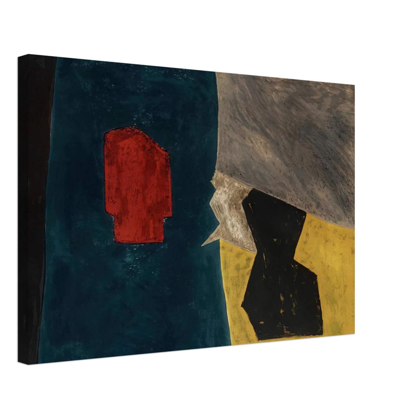 Serge Poliakoff - Composition bleue, jaune et grise - 1958 Canvas - 40x60 cm / 16x24 inches-canvas