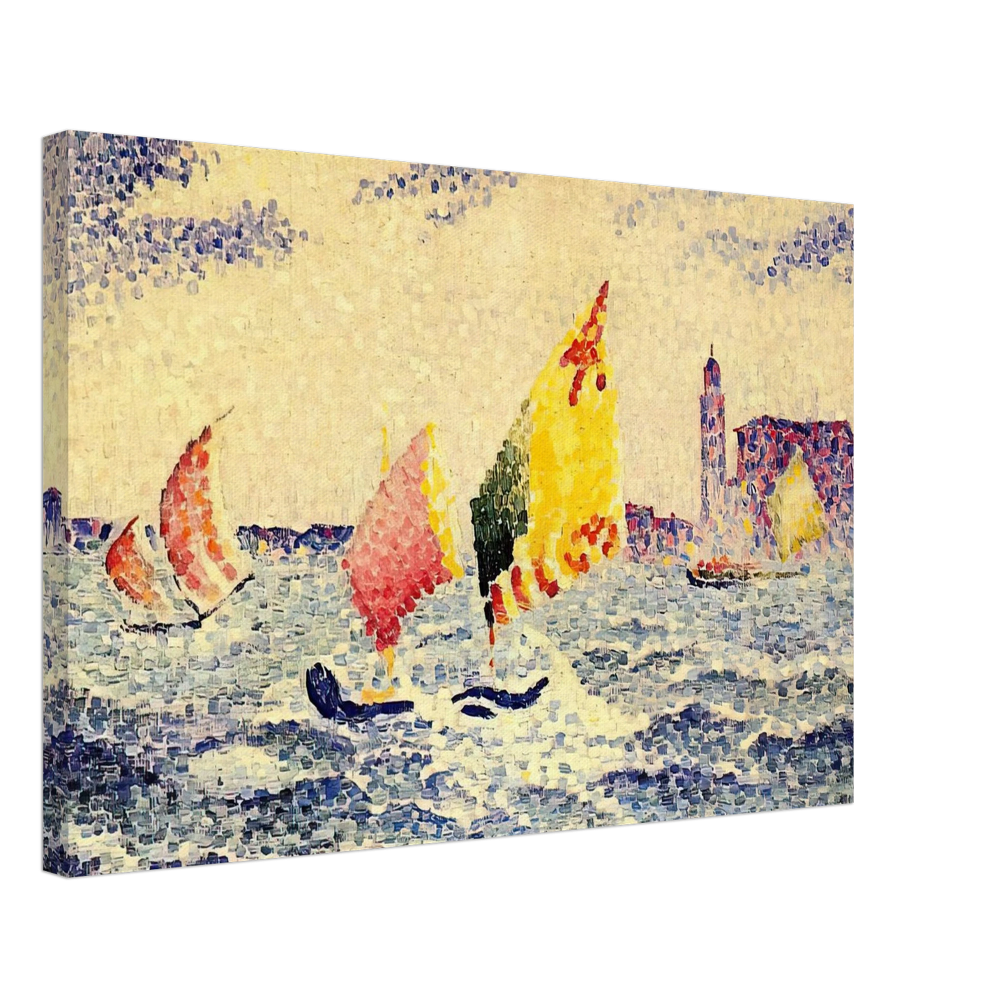 Henri-Edmond Cross - Sailboats near Chicago Canvas - 70x100 cm / 28x40 inches-canvas