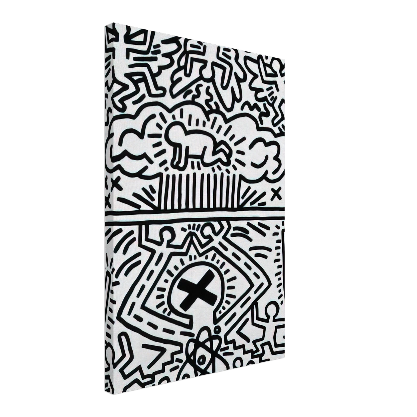 Keith Haring - ANTI NUCLEAR RALLY 1982 Canvas - 40x60 cm / 16x24 inches-canvas