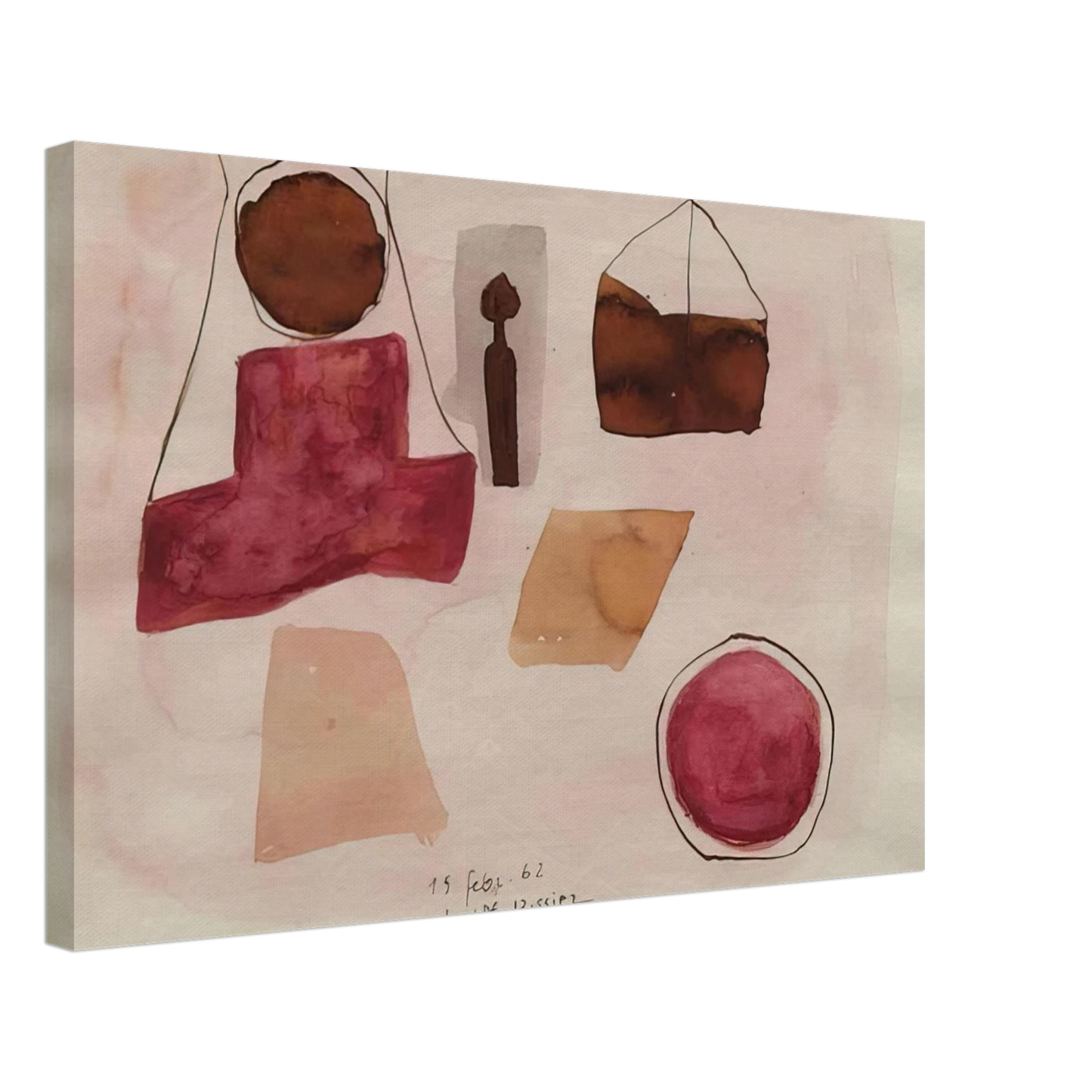 Julius Bissier - 15.Febr.62 - 1962 Canvas - 40x60 cm / 16x24 inches-canvas