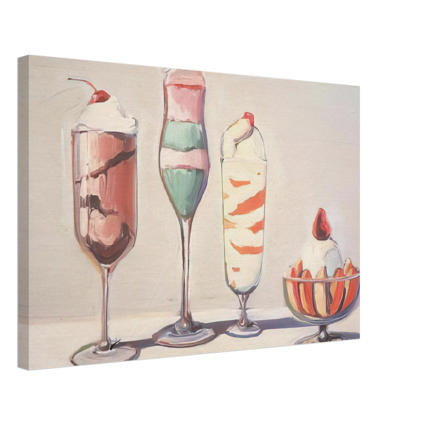 Wayne Thiebaud - Four Sundaes - Pop Art Canvas - 40x60 cm / 16x24 inches-canvas