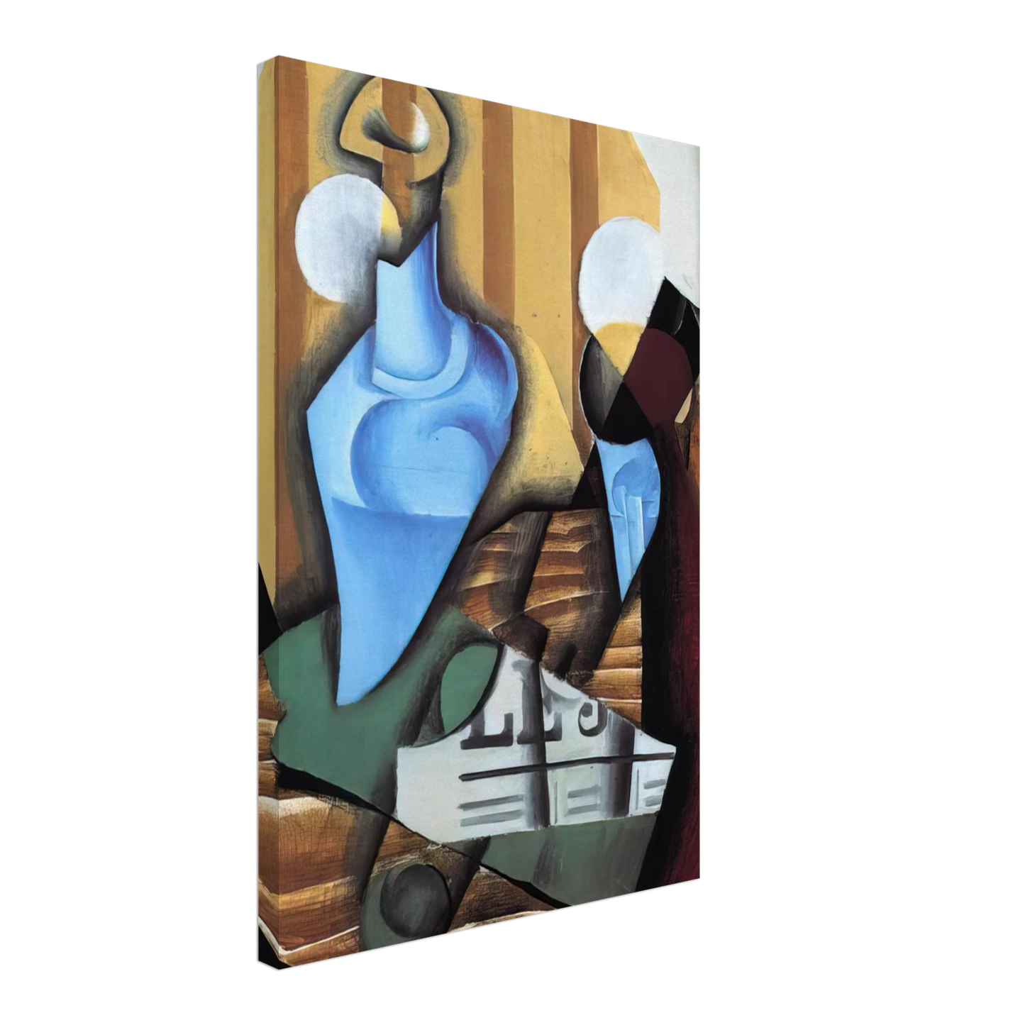 Juan Gris - STILL LIFE WITH BOTTLE AND GLASS 1914 Canvas - 70x100 cm / 28x40 inches-canvas