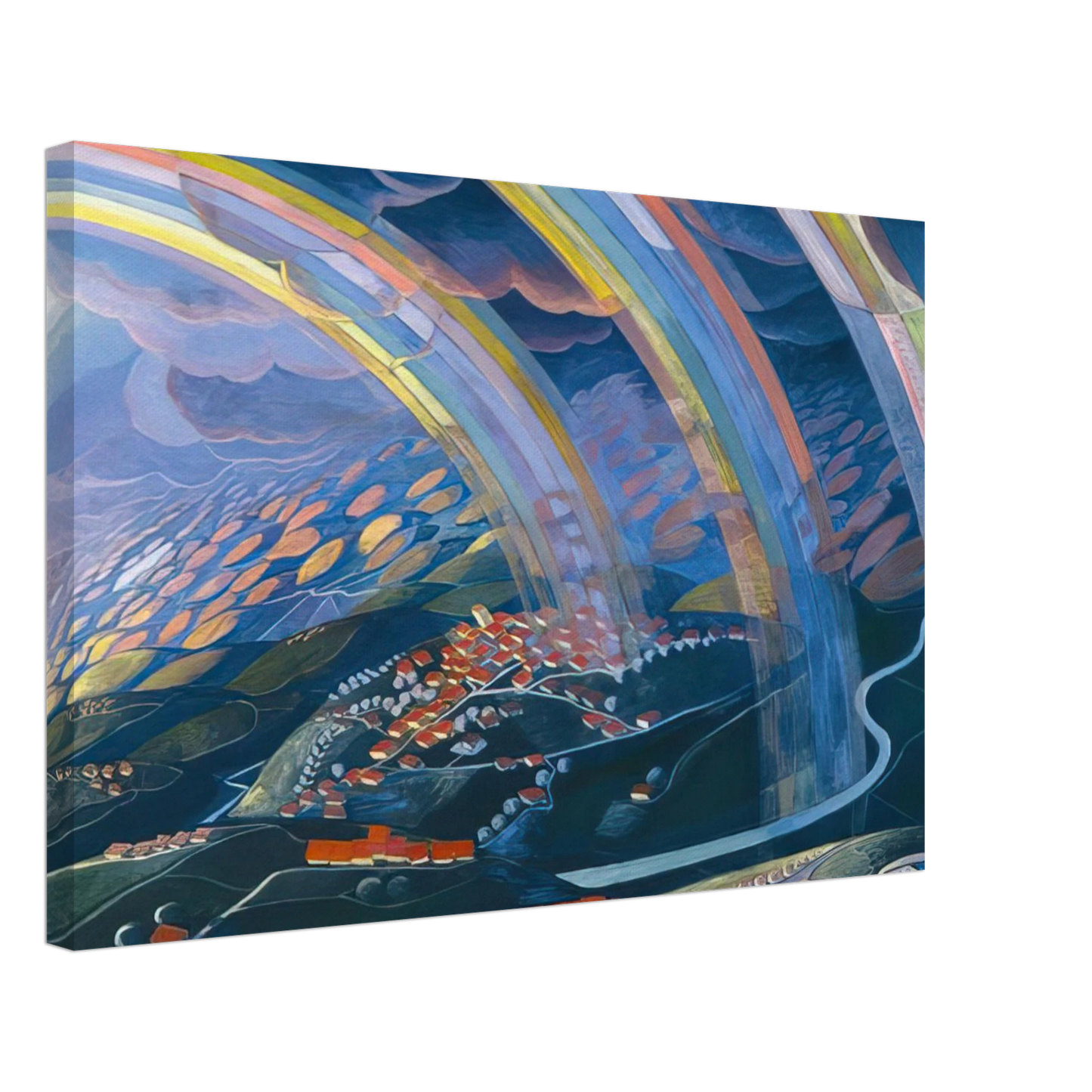 Gerardo Dottori - The Miracle of Light While Flying - 1931 Canvas - 70x100 cm / 28x40 inches-canvas