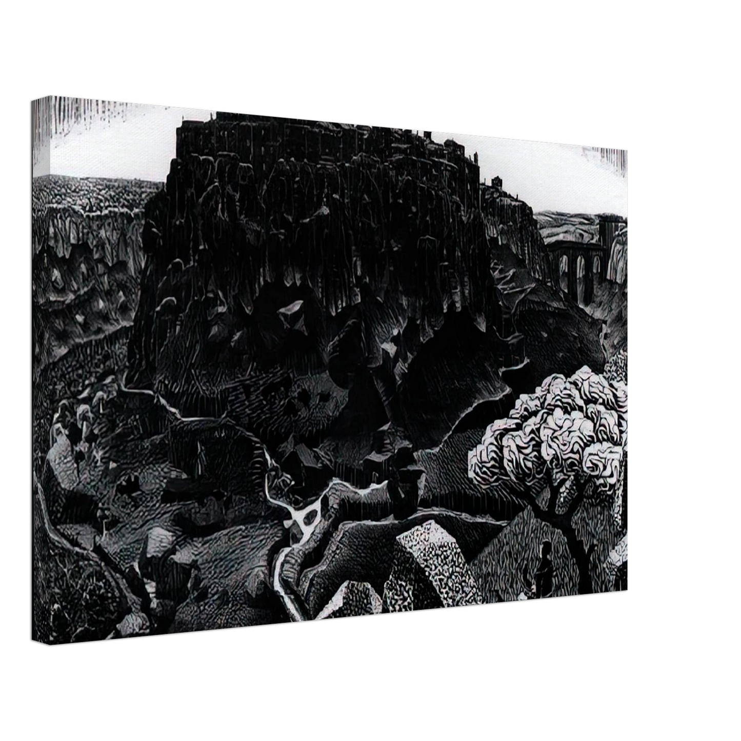 MC Escher - VITORCHIANO NEL CIMINO Canvas - 40x60 cm / 16x24 inches-canvas