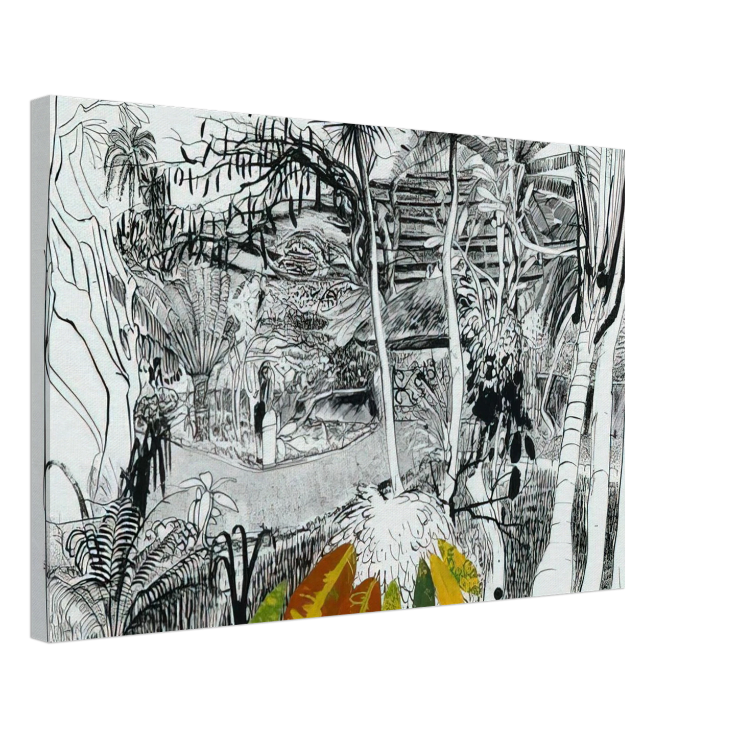 Brett Whiteley - The Garden in Sanur - Bali - 1980 Canvas - 40x60 cm / 16x24 inches-canvas