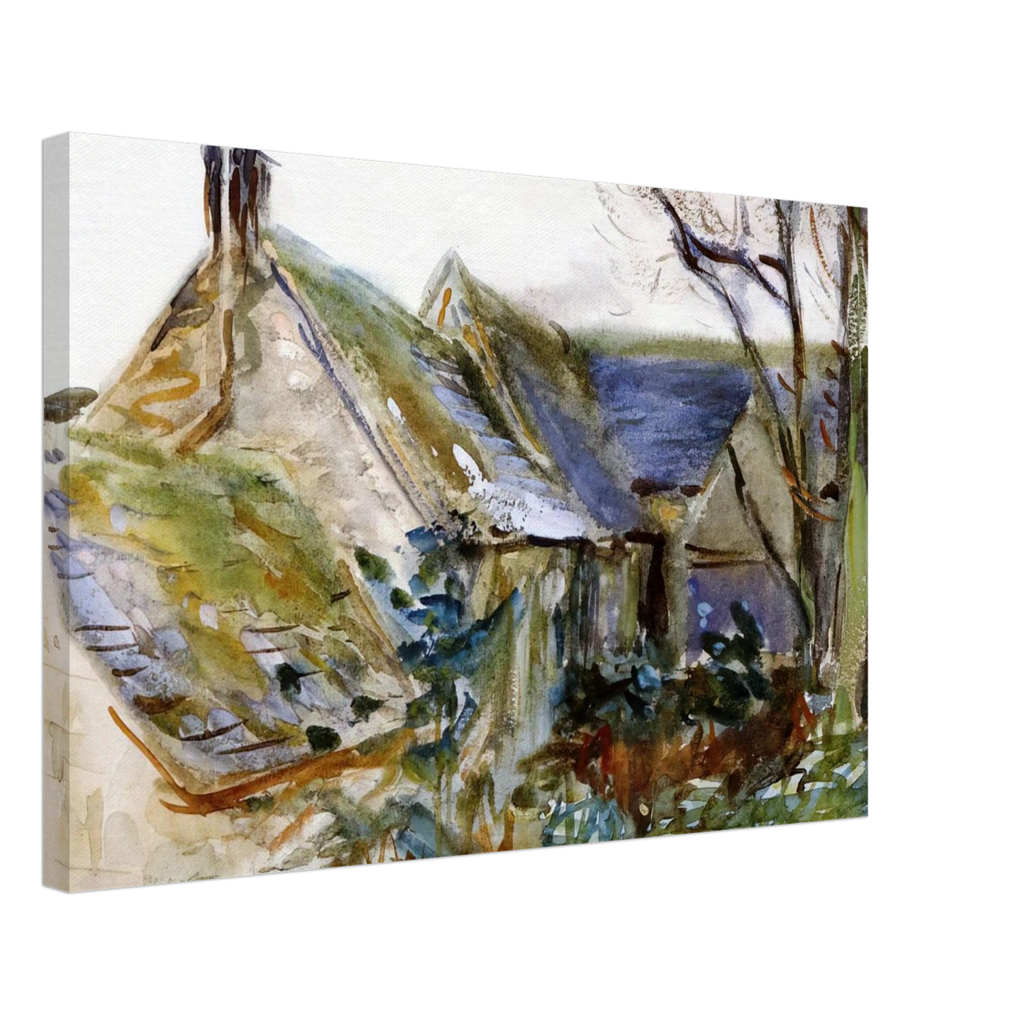 John Singer Sargent - Cottage at Fairford, Gloucestershire Canvas - 40x60 cm / 16x24 inches-canvas