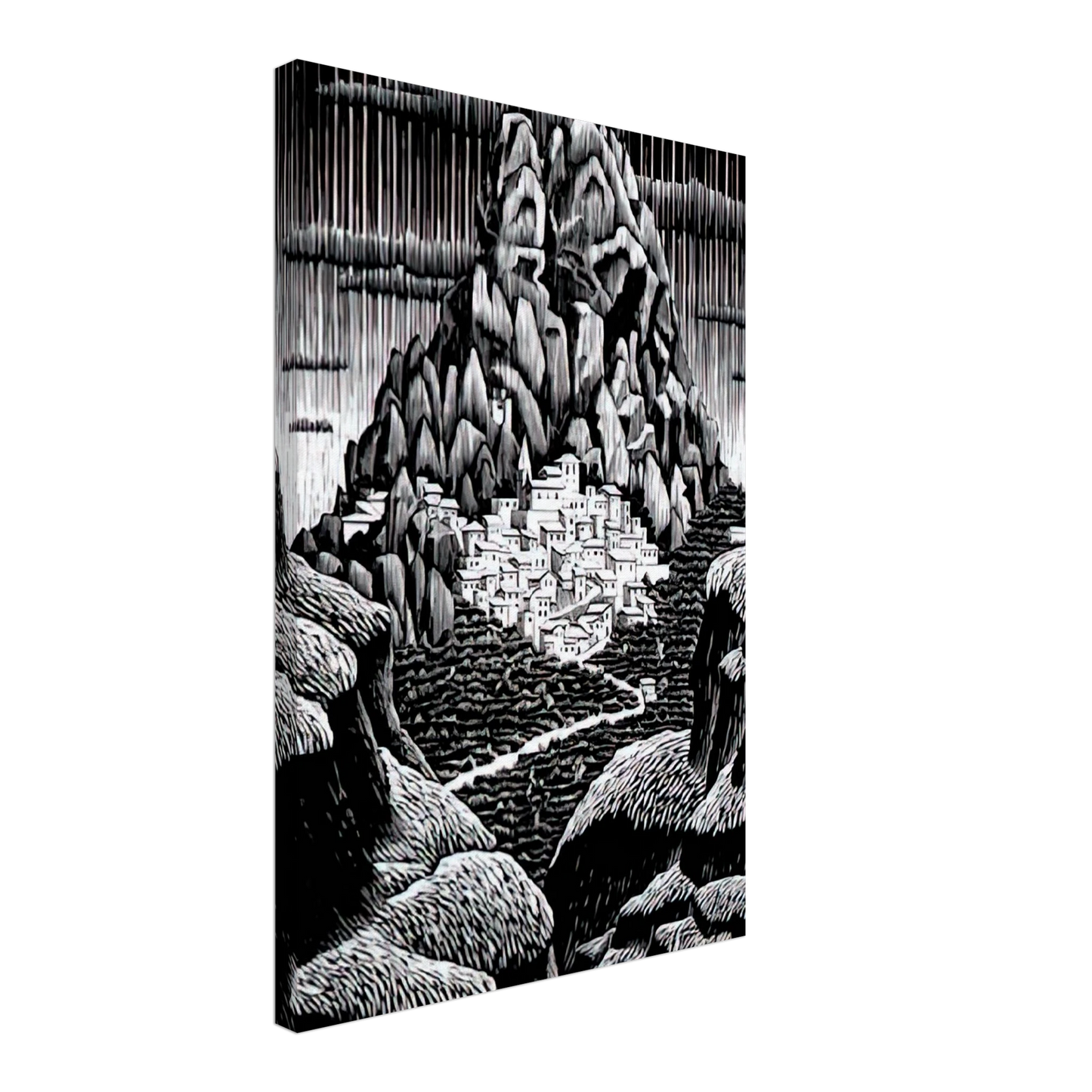 MC Escher - PENTEDATTIO CALABRIA JANUARY 1930 1930 Canvas - 70x100 cm / 28x40 inches-canvas