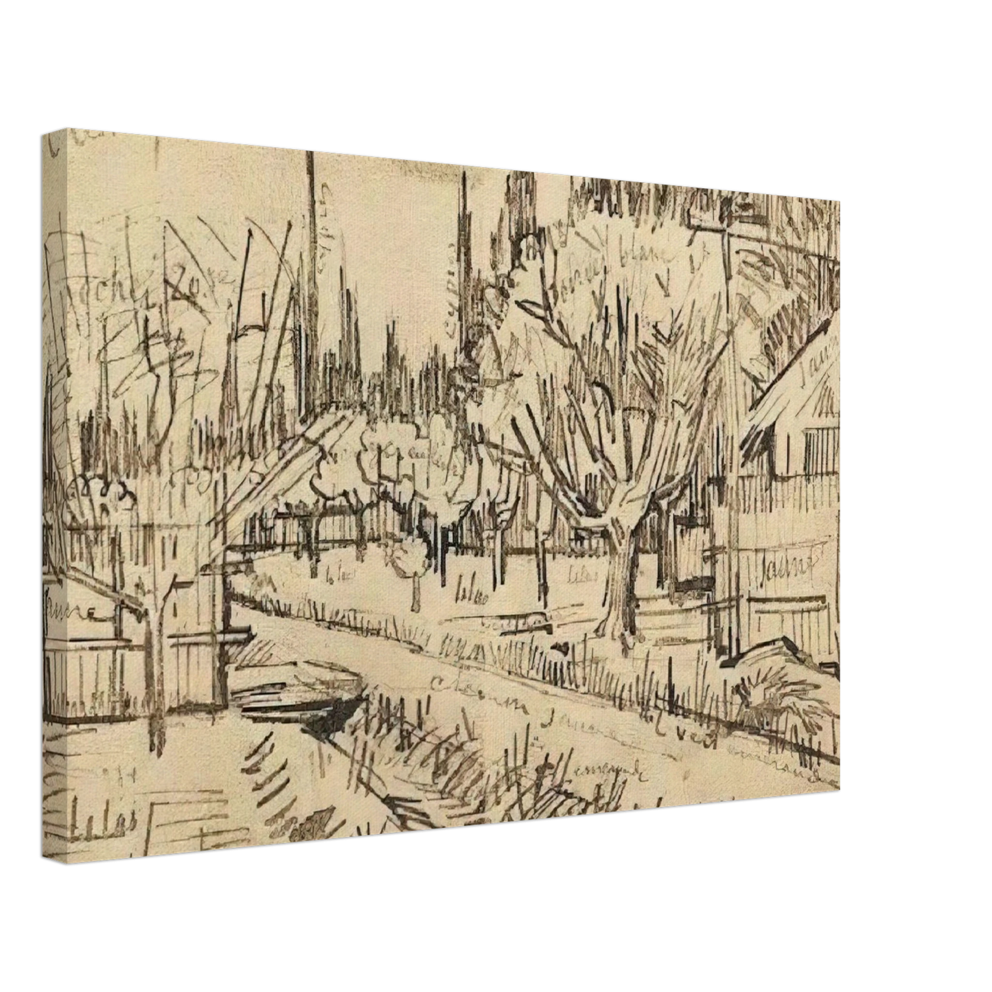 Vincent van Gogh - Orchard Surrounded by Cypresses Canvas - 70x100 cm / 28x40 inches-canvas