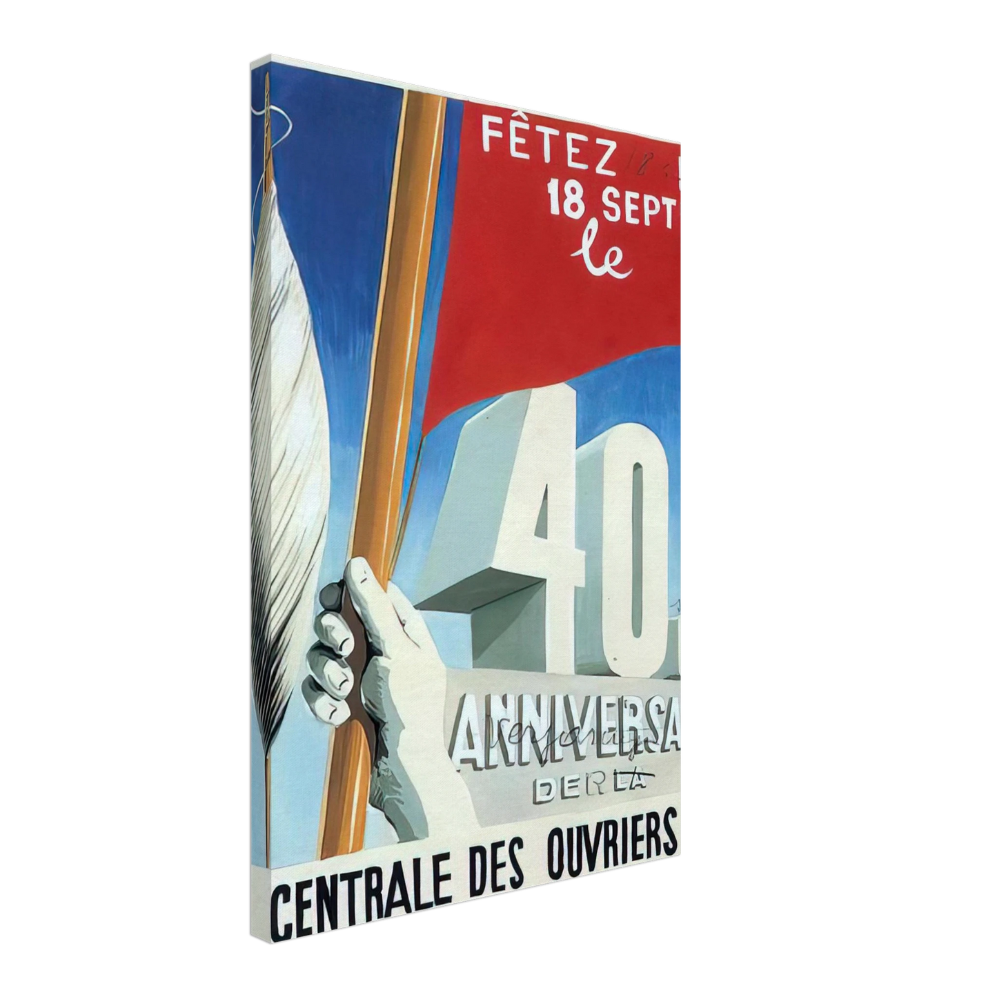 Rene Magritte - PROJECT OF POSTER THE CENTER OF TEXTILE WORKERS IN BELGIUM CELEBRATION ON 18TH SEPTEMBER 1938 Canvas - 70x100 cm / 28x40 inches-canvas