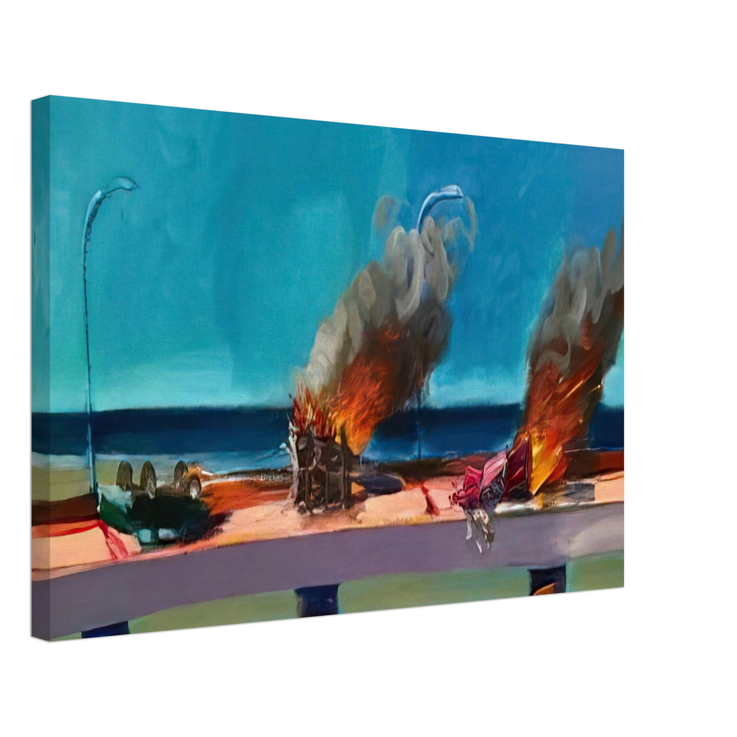 Carlos Almaraz - Longo Crash - 1982 Canvas - 70x100 cm / 28x40 inches-canvas