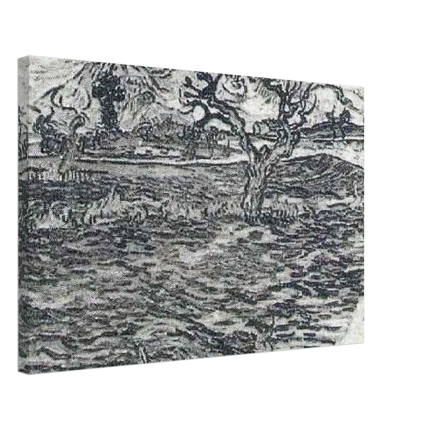 Vincent van Gogh - Landscape with Olive Tree and Mountains in the Background Canvas - 40x60 cm / 16x24 inches-canvas