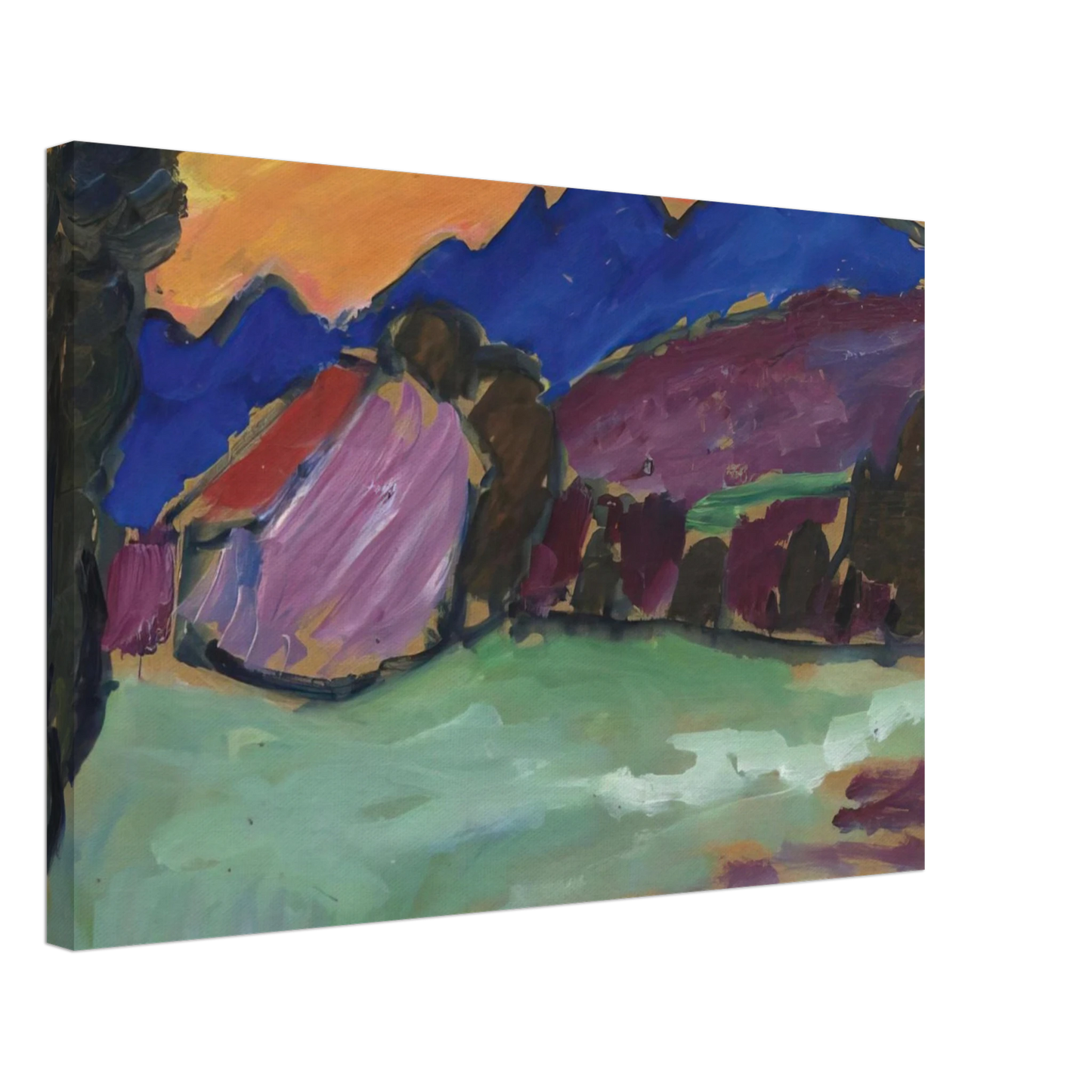 Alexej von Jawlensky - ROTER ABEND BLAUE BERGE 1910 Canvas - 70x100 cm / 28x40 inches-canvas