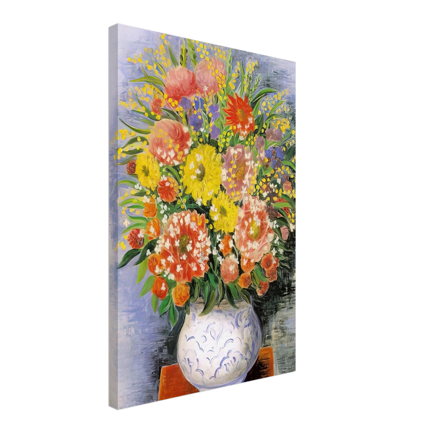 Moise Kisling - BOUQUET OF VARIOUS FLOWERS AND MIMOSA Canvas - 70x100 cm / 28x40 inches-canvas