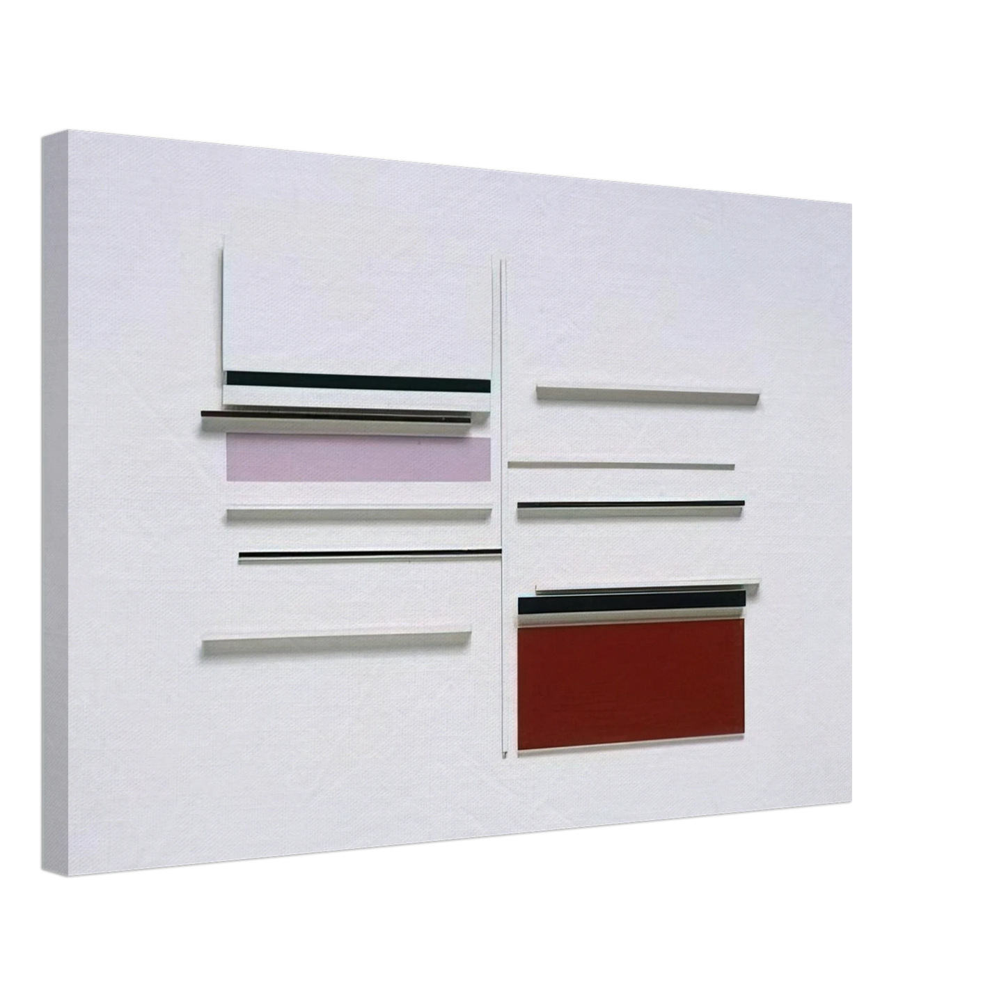 Victor Pasmore - ABSTRACT IN WHITE BLACK INDIAN AND LILAC 1957 Canvas - 40x60 cm / 16x24 inches-canvas