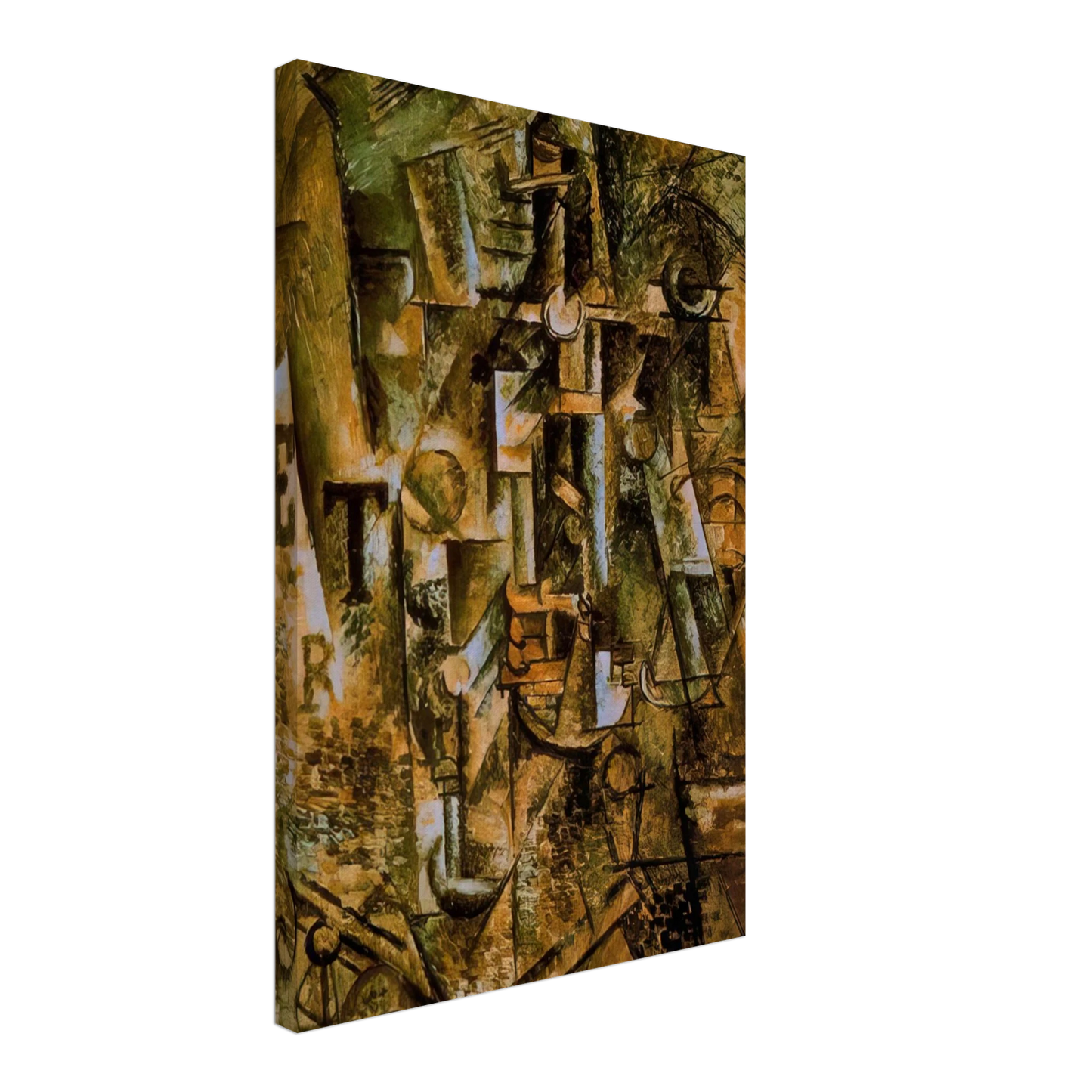 Pablo Picasso - Still life with bottle of rum - 1911 Canvas - 40x60 cm / 16x24 inches-canvas