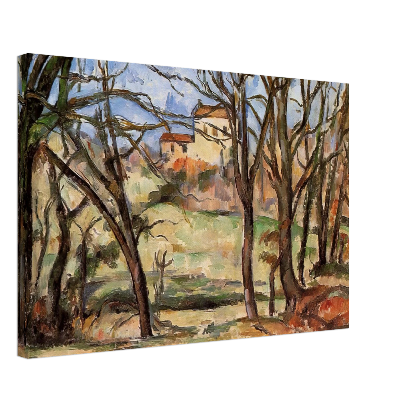 Paul Cezanne - House behind Trees on the Road to Tholonet Canvas - 70x100 cm / 28x40 inches-canvas
