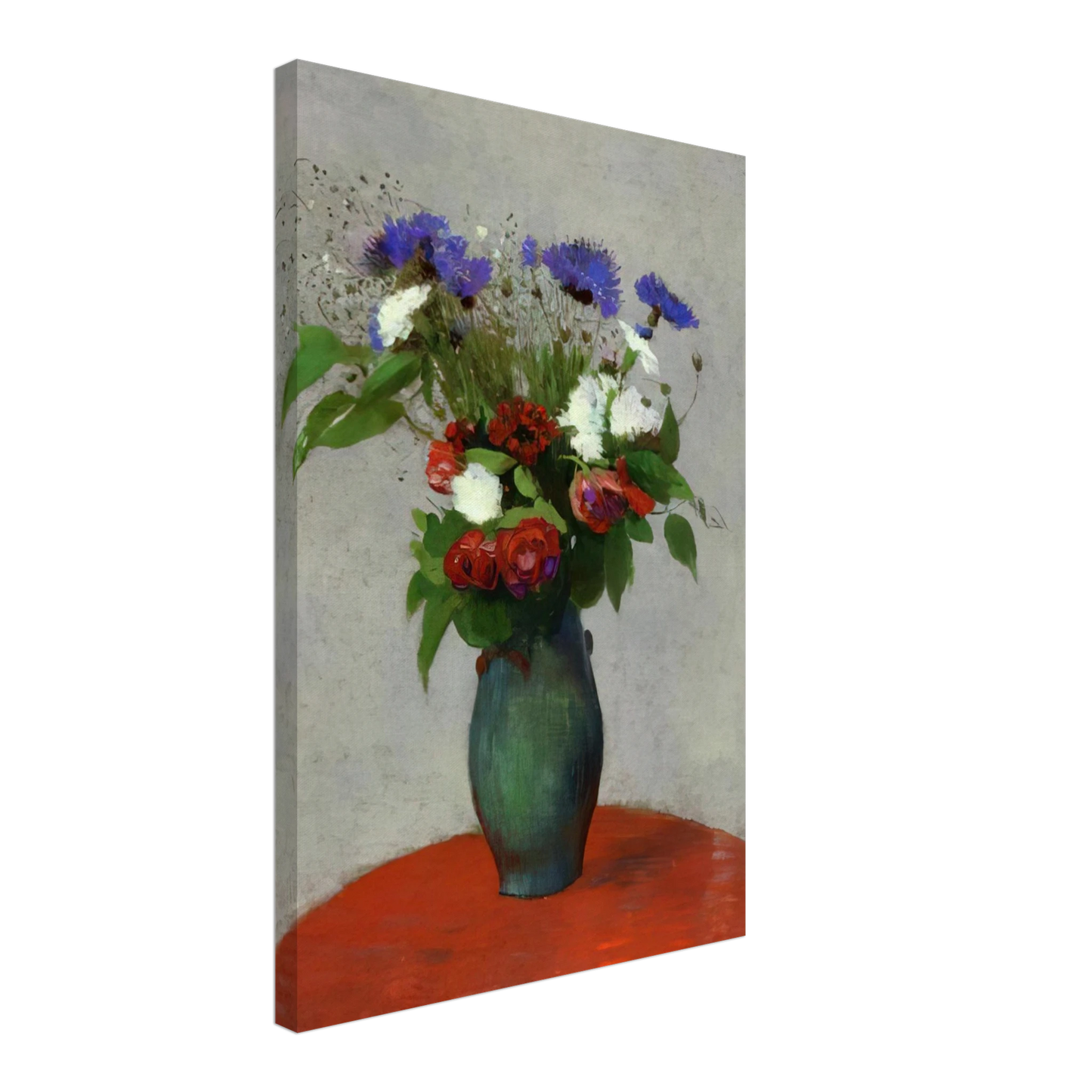 Odilon Redon - VASE OF FLOWERS ON A RED TABLECLOTH Canvas - 70x100 cm / 28x40 inches-canvas