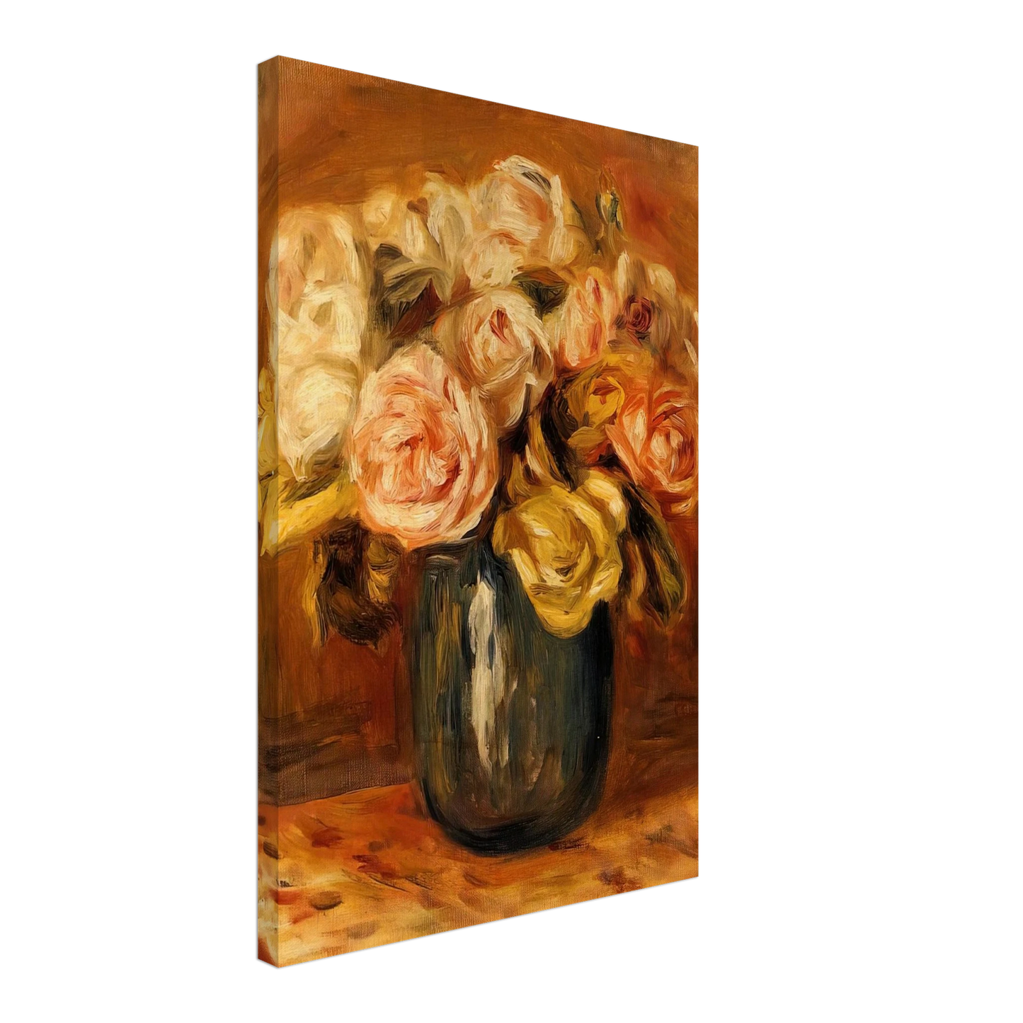 Pierre-Auguste Renoir - Roses in a Blue Vase Canvas - 40x60 cm / 16x24 inches-canvas
