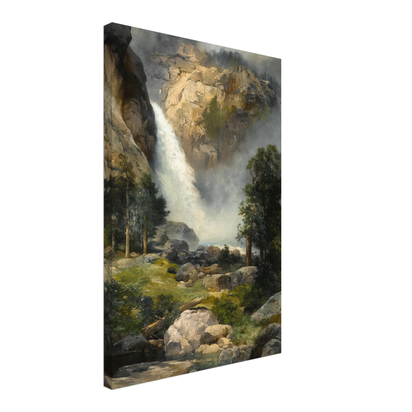 Thomas Moran - Cascade Falls, Yosemite Canvas - 40x60 cm / 16x24 inches-canvas